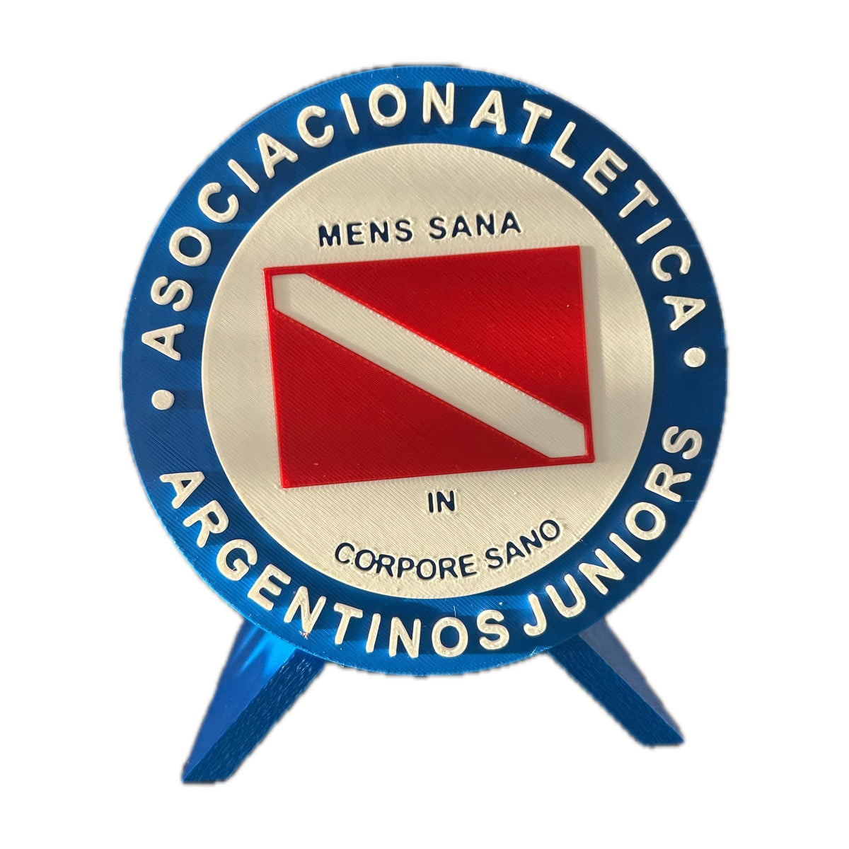 Argentinos Juniors 3D printed round display medallion with stand and hidden stash boxEl Bicho Argentine soccer fan gift, made in USA