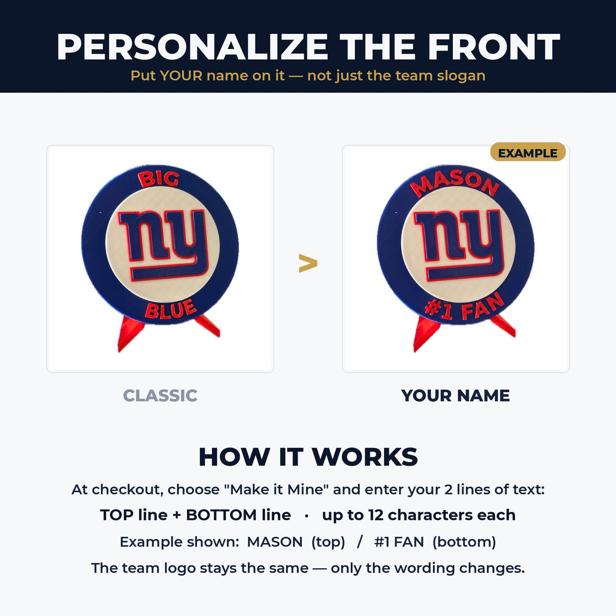 New York Giants 3D printed round display medallion with stand and hidden stash boxBig Blue NFL football fan gift, made in USA