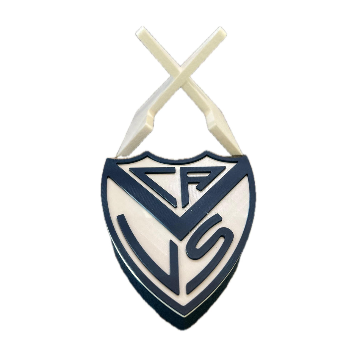 Velez Sarsfield 3D printed escudo crest display with stand and hidden stash boxEl Fortin Argentine soccer fan gift, made in USA