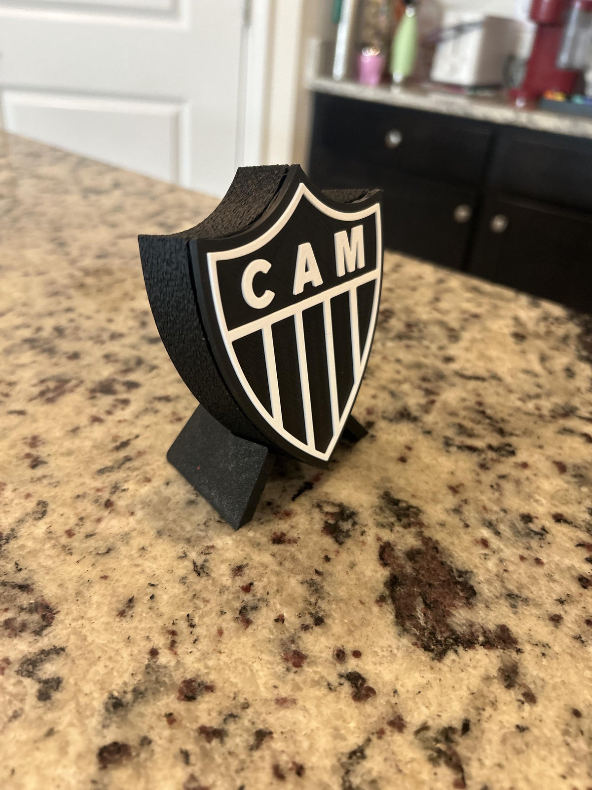 Atletico Mineiro 3D printed escudo shield display with stand and hidden stash box, presente torcedor do Galo, Brazilian soccer fan gift made in USA