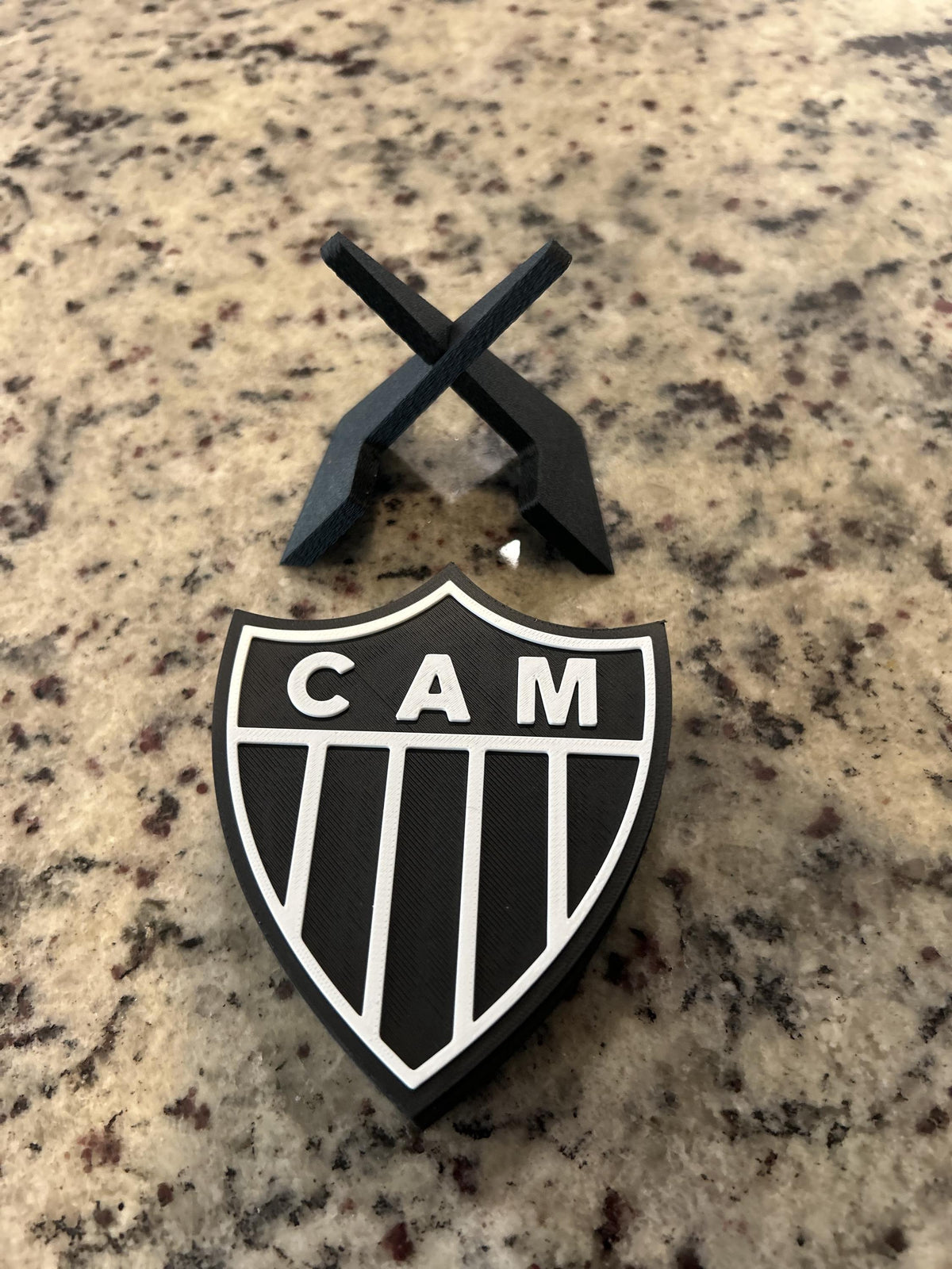 Atletico Mineiro 3D printed escudo shield display with stand and hidden stash box, presente torcedor do Galo, Brazilian soccer fan gift made in USA