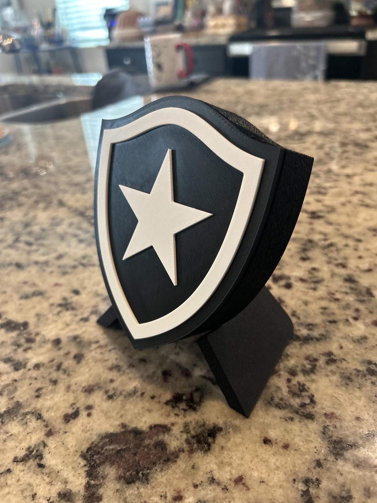 Botafogo 3D printed escudo shield display with stand and hidden stash box, presente torcedor do Fogao estrela solitaria, Brazilian soccer fan gift made in USA