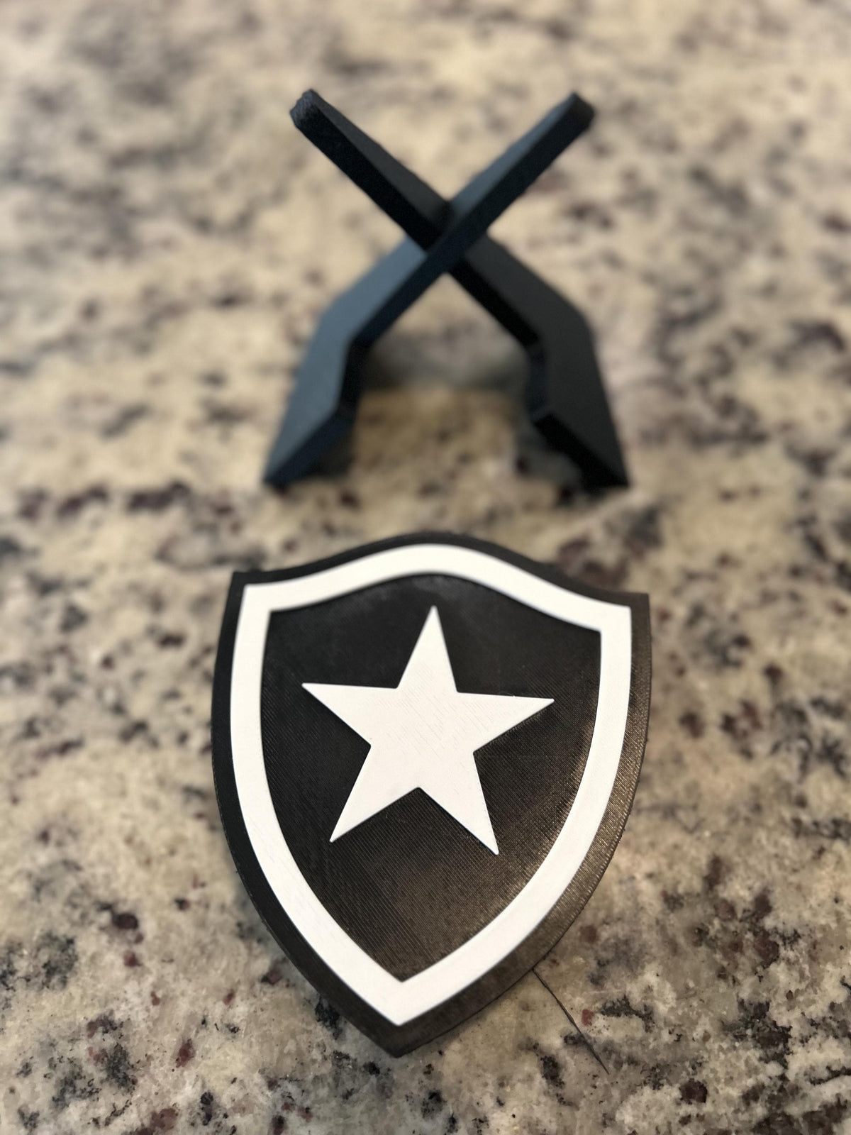 Botafogo 3D printed escudo shield display with stand and hidden stash box, presente torcedor do Fogao estrela solitaria, Brazilian soccer fan gift made in USA