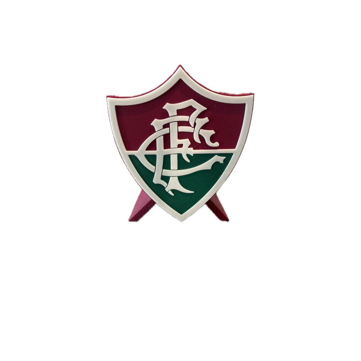 Fluminense FC 3D printed escudo shield display with stand and hidden stash box, presente torcedor Tricolor das Laranjeiras, Brazilian soccer fan gift made in USA