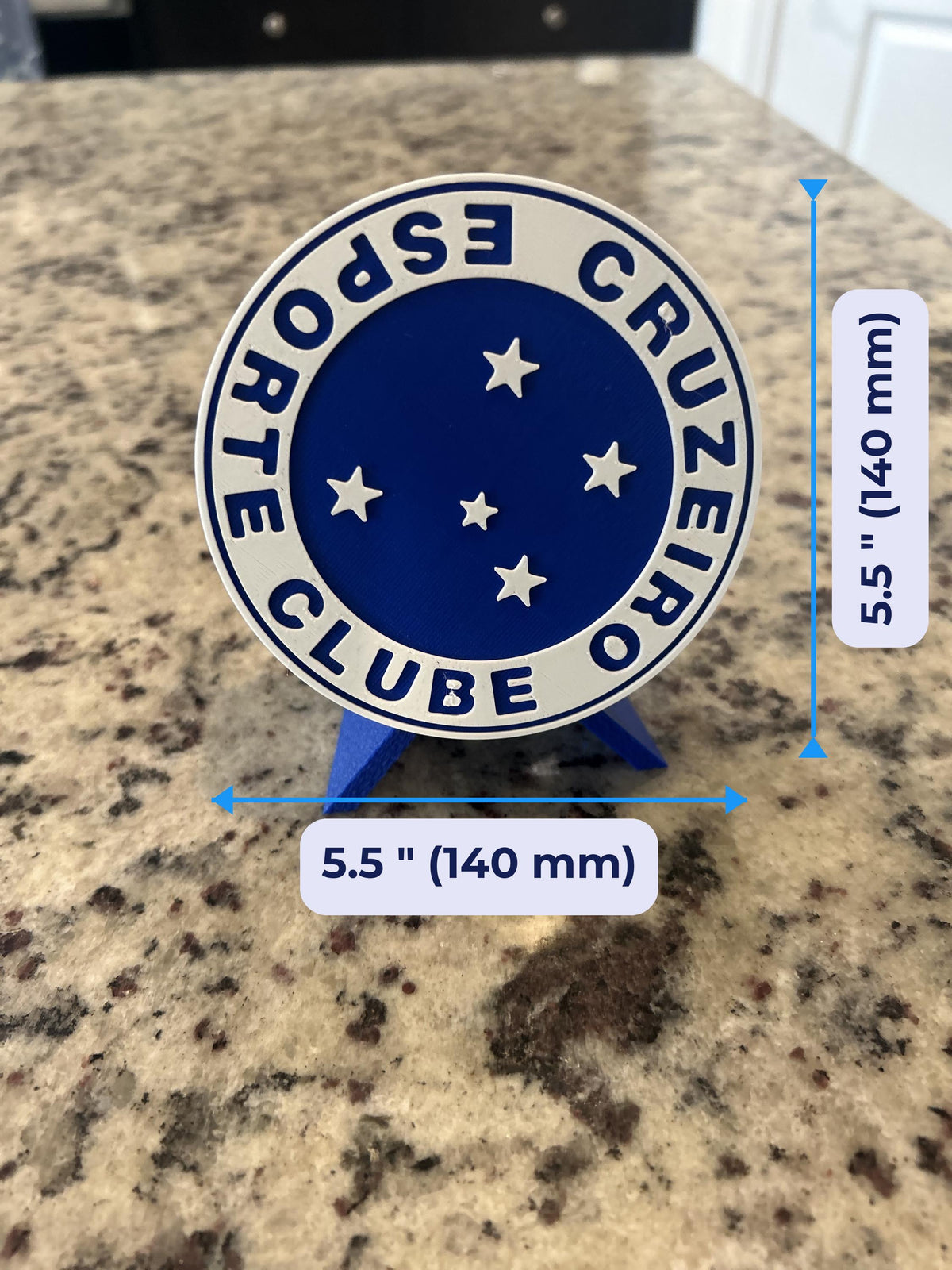 Cruzeiro 3D display size chart, approx 5.5 inch round medallion, Brazilian soccer fan gift