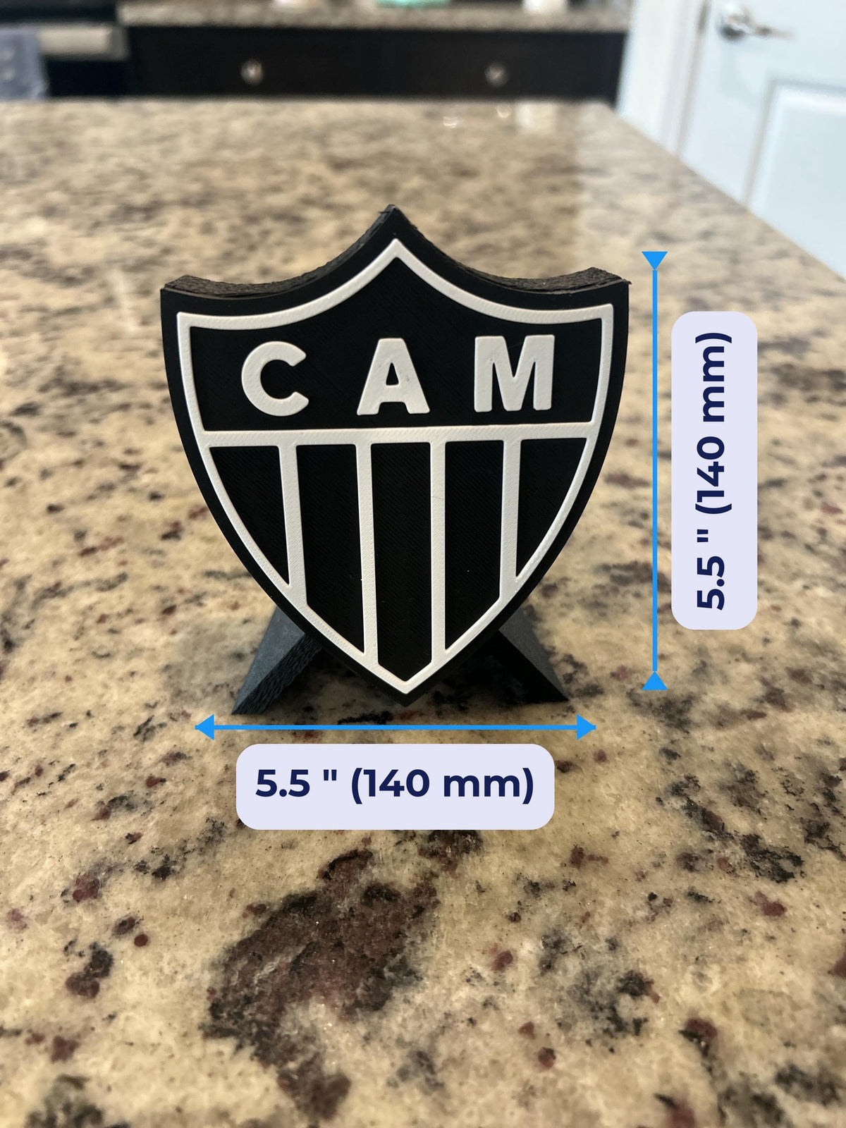 Atletico Mineiro 3D escudo display size chart, approx 5.5 inches, soccer fan gift