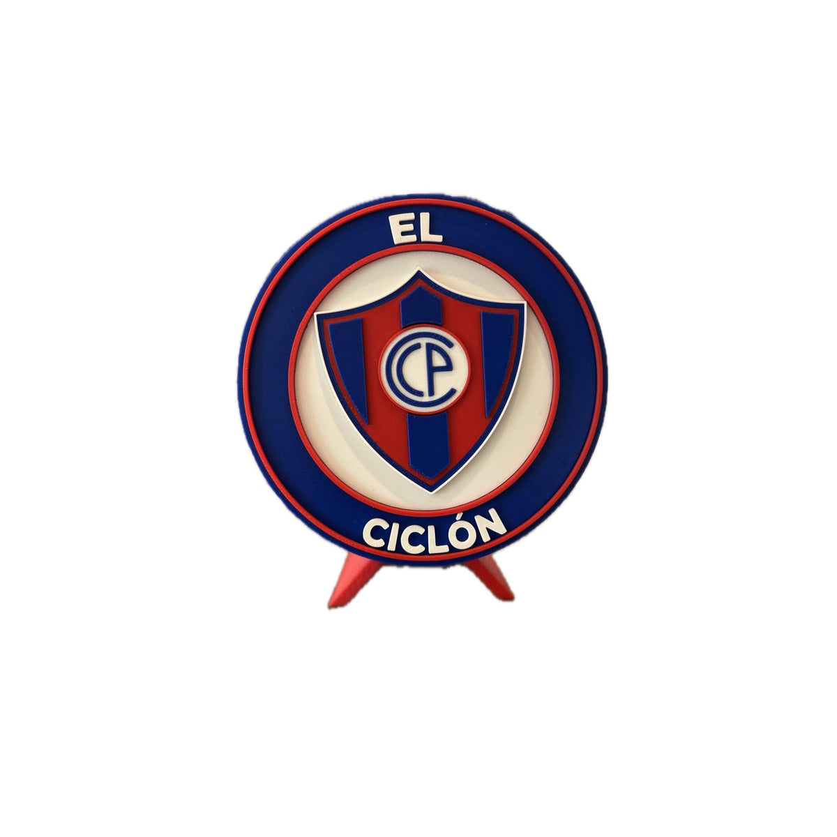 Cerro Porteno 3D printed round display medallion with stand and hidden stash boxEl Ciclon Paraguay soccer fan gift, made in USA