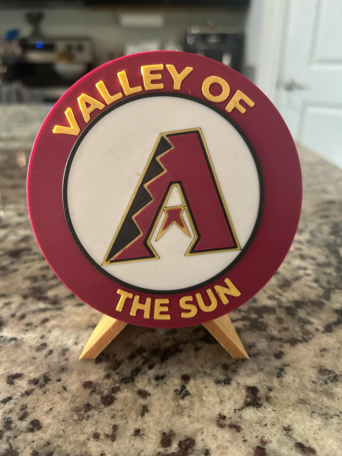 Arizona Diamondbacks 3D printed round display medallion with stand and hidden stash boxValley of the Sun MLB baseball fan gift, made in USA