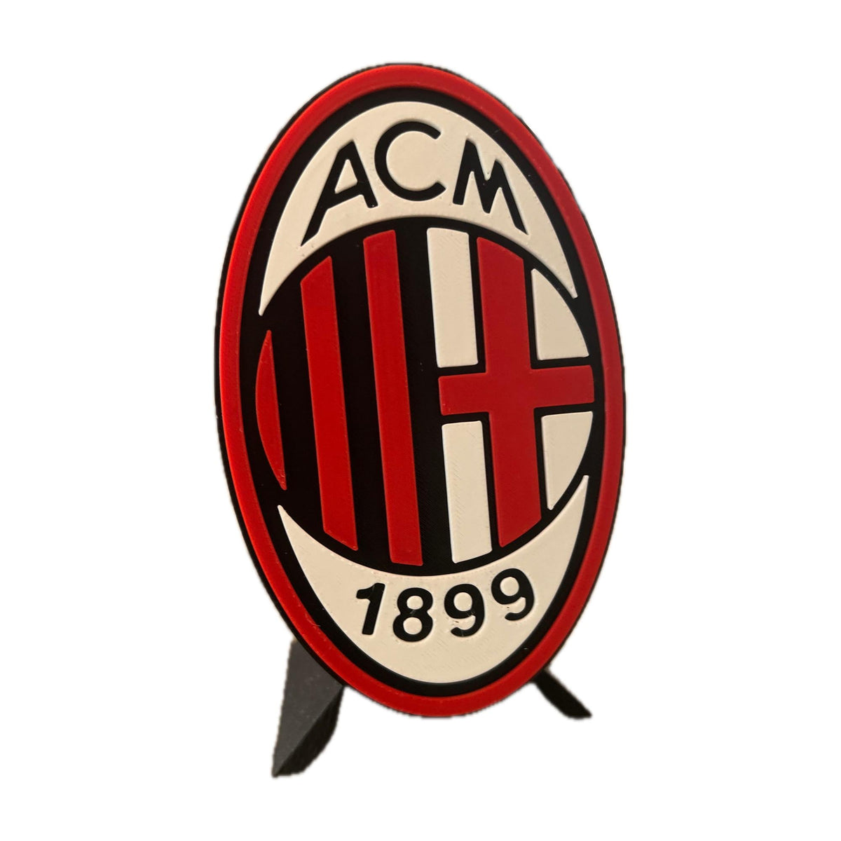 AC Milan 3D printed crest display with stand and hidden stash boxRossoneri Italian Serie A soccer fan gift, made in USA
