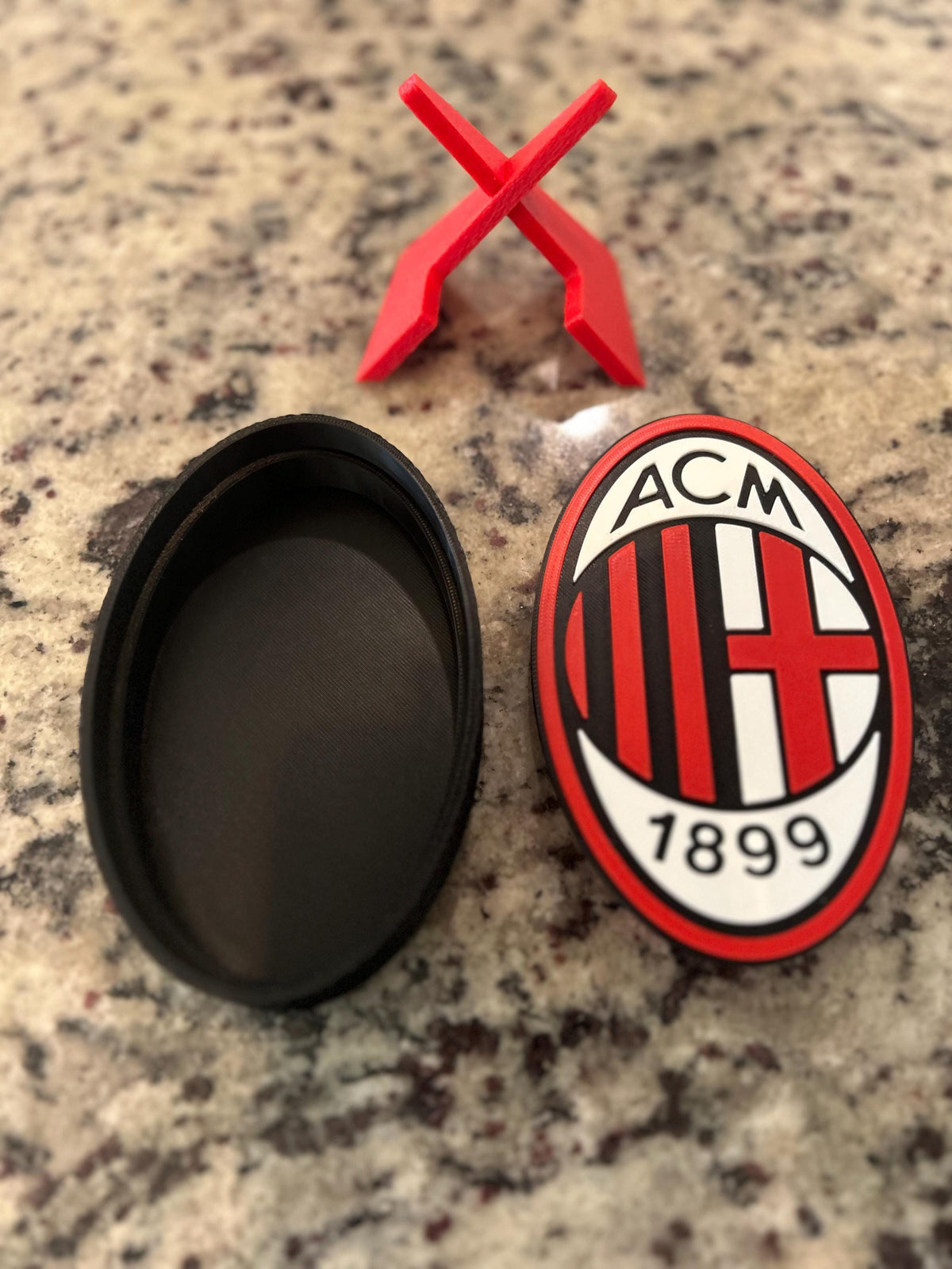 3D Printed AC Milan Crest Display | Rossoneri Stash Box (14cm Tall)