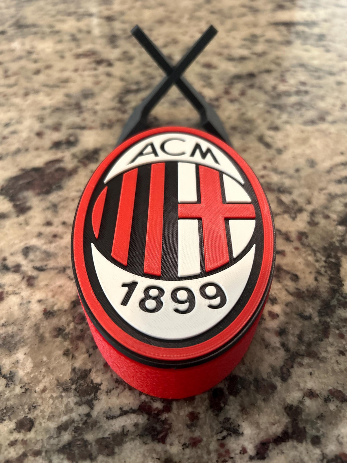 3D Printed AC Milan Crest Display | Rossoneri Stash Box (14cm Tall)