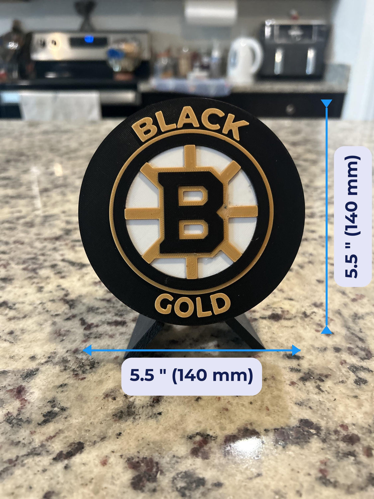 Boston Bruins 3D display size chart, approx 5.5 inch round medallion, NHL fan gift