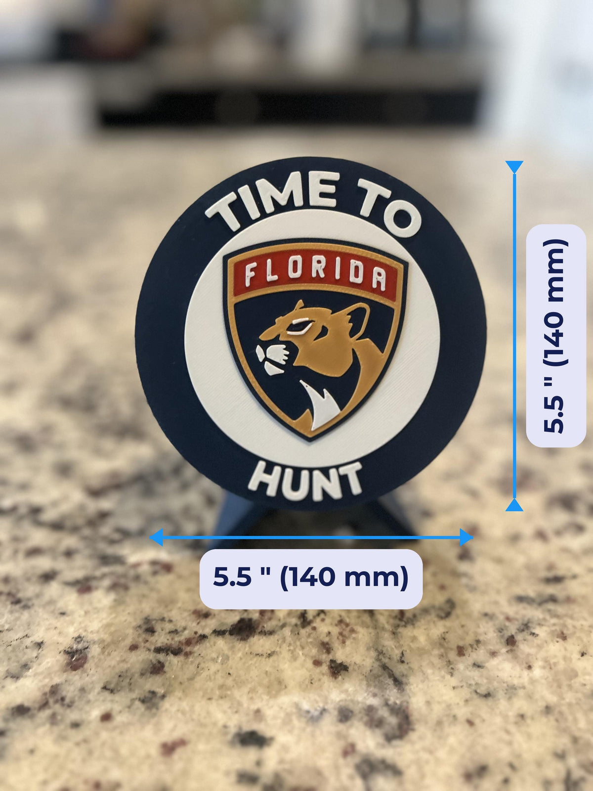 Florida Panthers 3D display size chart, approx 5.5 inch round medallion, NHL fan gift