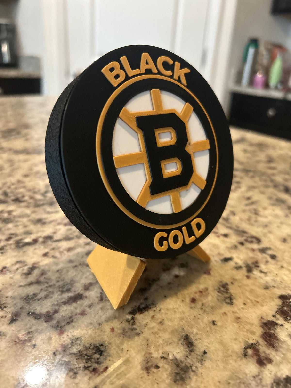 Boston Bruins Desk Display with Stand | 3D Printed NHL Hockey Fan Decor & Keepsake Box | Black and Gold Gift