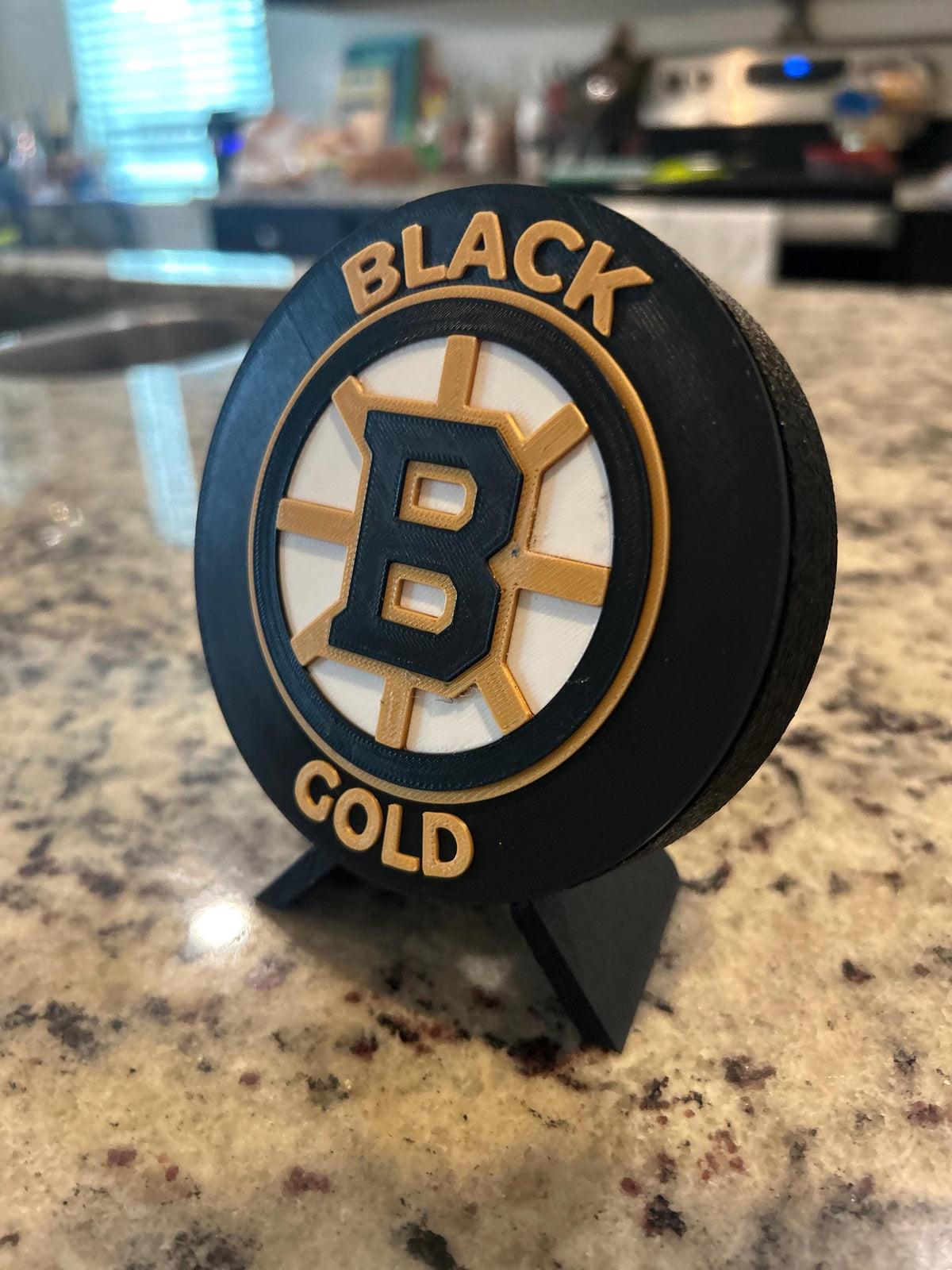 Boston Bruins Desk Display with Stand | 3D Printed NHL Hockey Fan Decor & Keepsake Box | Black and Gold Gift