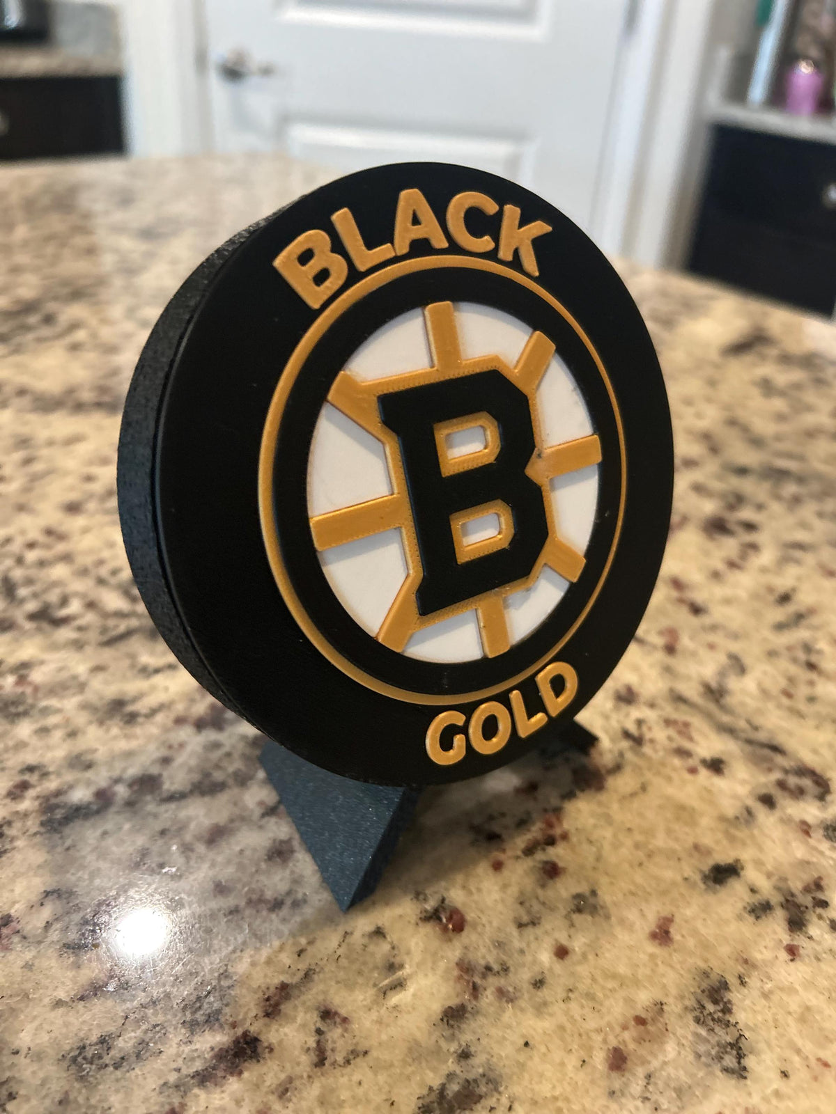 Boston Bruins Desk Display with Stand | 3D Printed NHL Hockey Fan Decor & Keepsake Box | Black and Gold Gift