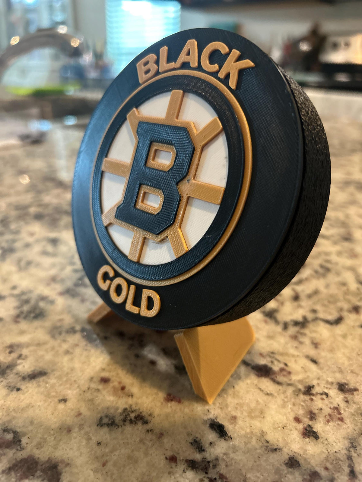 Boston Bruins Desk Display with Stand | 3D Printed NHL Hockey Fan Decor & Keepsake Box | Black and Gold Gift