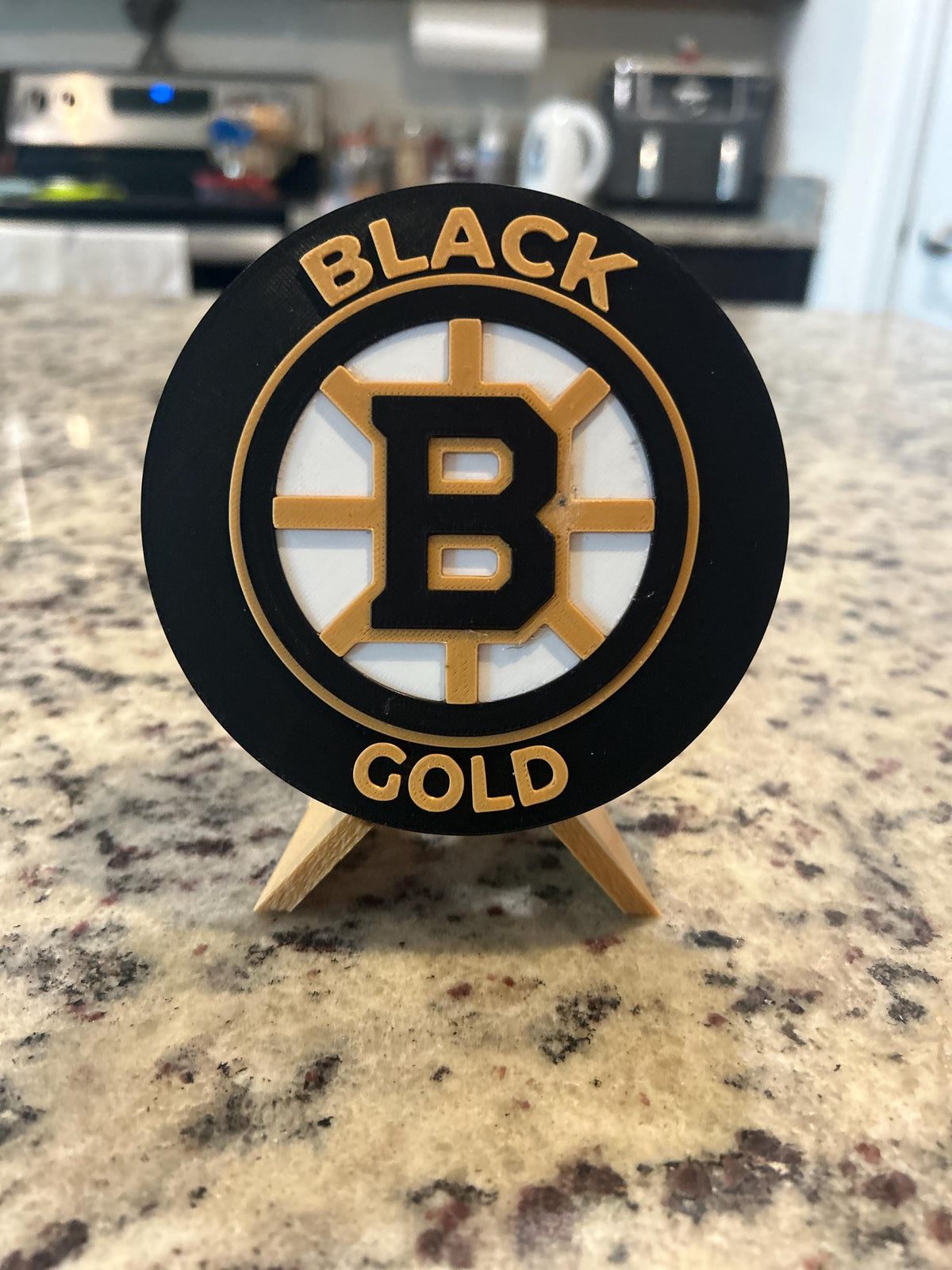 Boston Bruins Desk Display with Stand | 3D Printed NHL Hockey Fan Decor & Keepsake Box | Black and Gold Gift