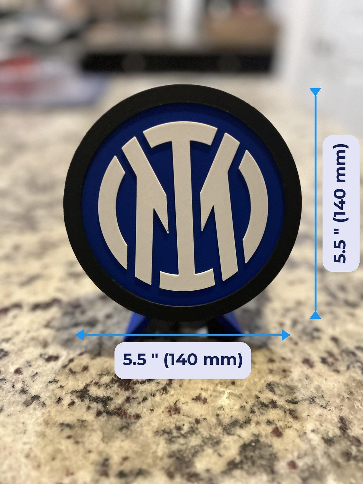 Size guide: Inter Milan 3D Printed Crest Display with Stand