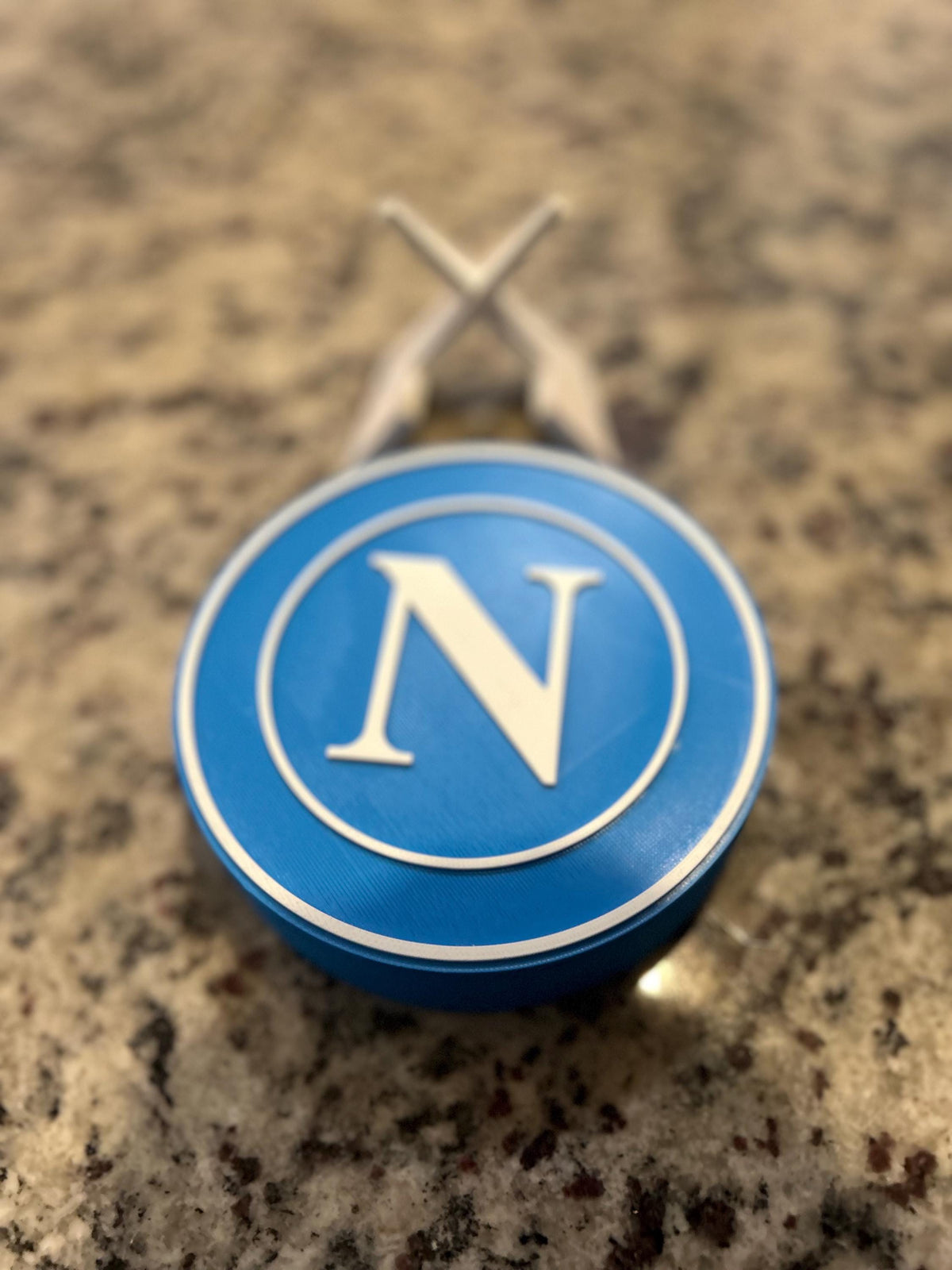 3D Printed SSC Napoli Crest Display | Italian Soccer Fan Keepsake Box (Blue/White)