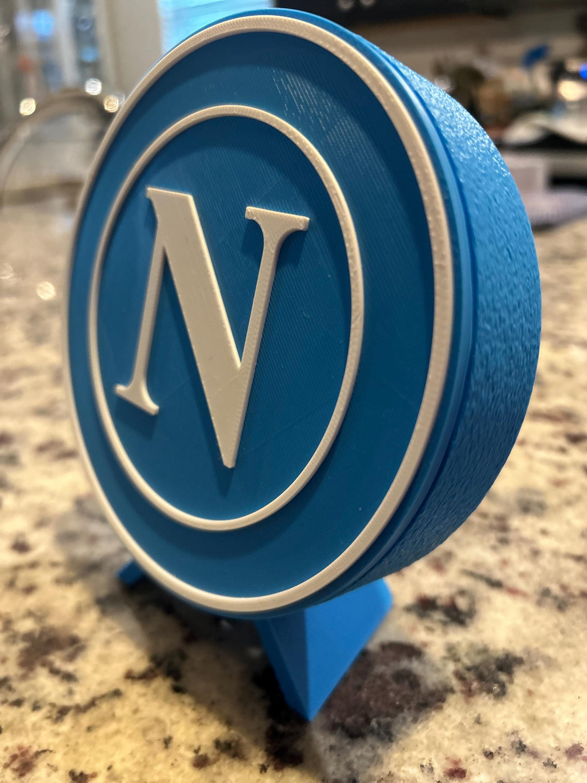3D Printed SSC Napoli Crest Display | Italian Soccer Fan Keepsake Box (Blue/White)