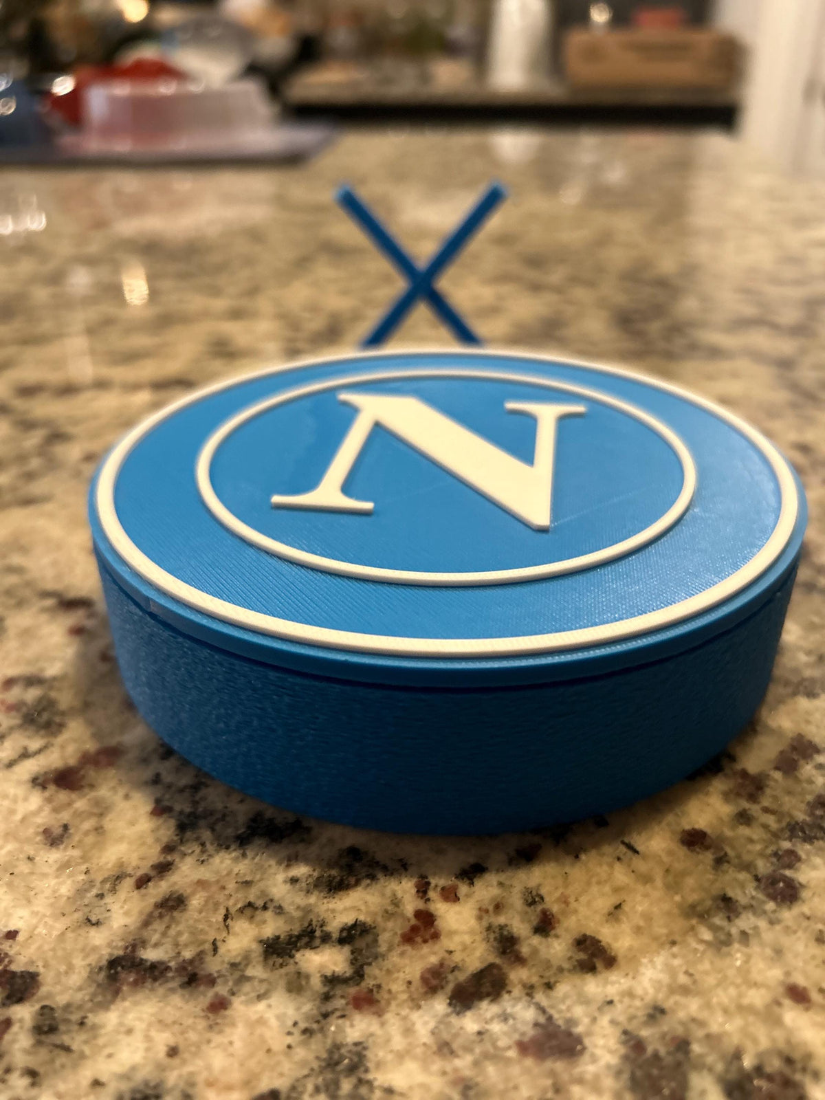 3D Printed SSC Napoli Crest Display | Italian Soccer Fan Keepsake Box (Blue/White)