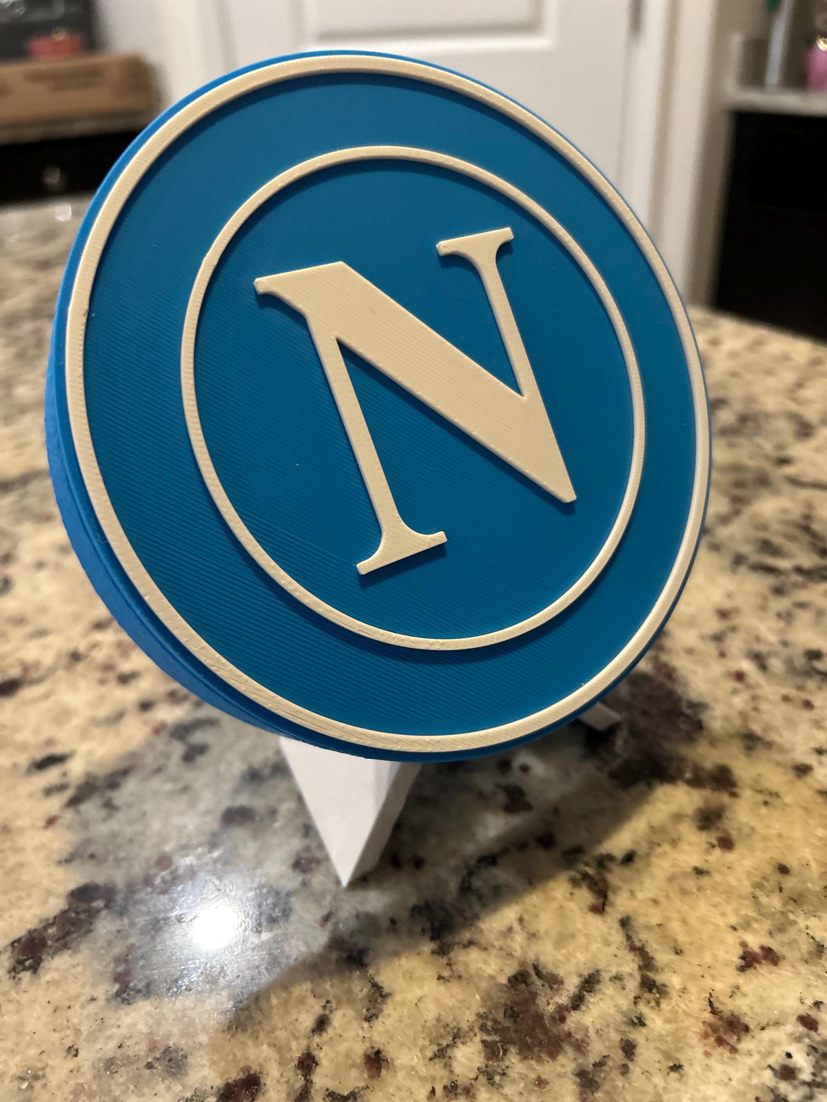 3D Printed SSC Napoli Crest Display | Italian Soccer Fan Keepsake Box (Blue/White)
