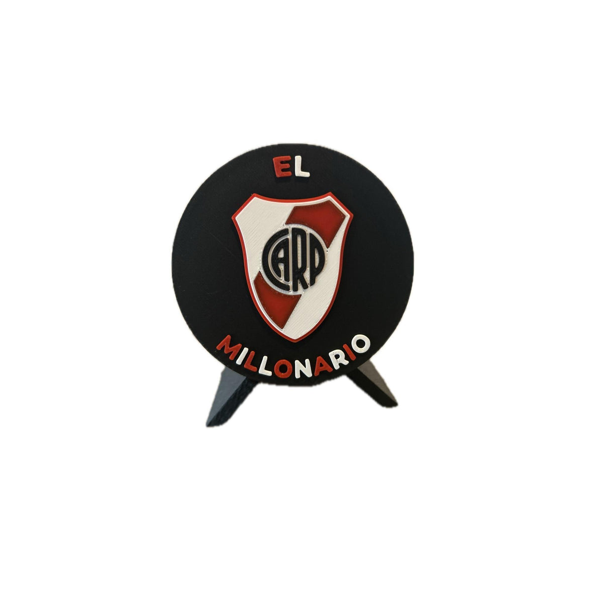 River Plate 3D printed round display medallion with stand and hidden stash boxEl Millonario soccer fan gift, made in USA