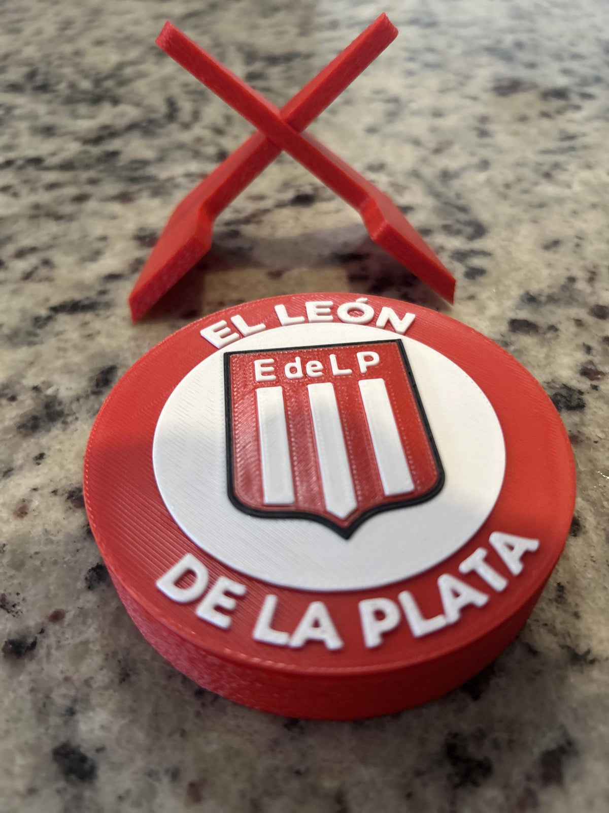 Estudiantes de La Plata 3D printed round display medallion with stand and hidden stash boxfan gift, made in USA