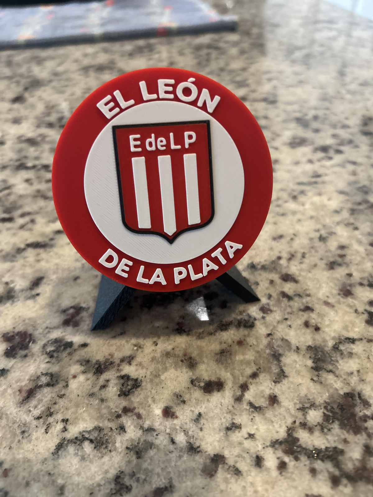 Estudiantes de La Plata 3D printed round display medallion with stand and hidden stash boxfan gift, made in USA