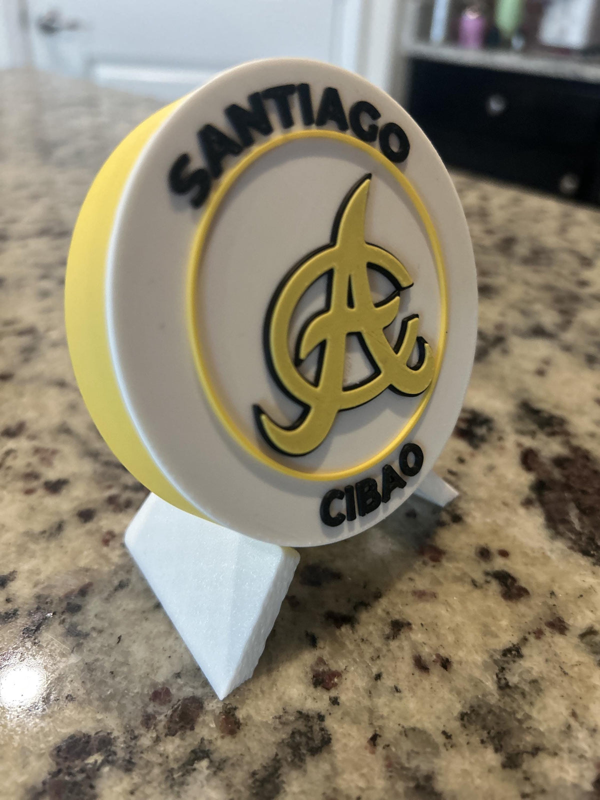 Aguilas Cibaenas 3D printed round display medallion with stand and hidden stash boxfan gift, made in USA