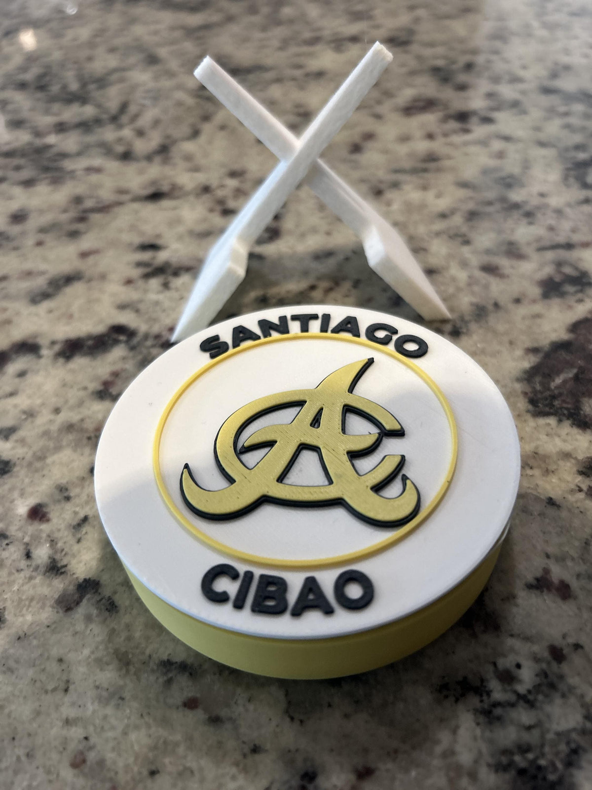 Aguilas Cibaenas 3D printed round display medallion with stand and hidden stash boxfan gift, made in USA