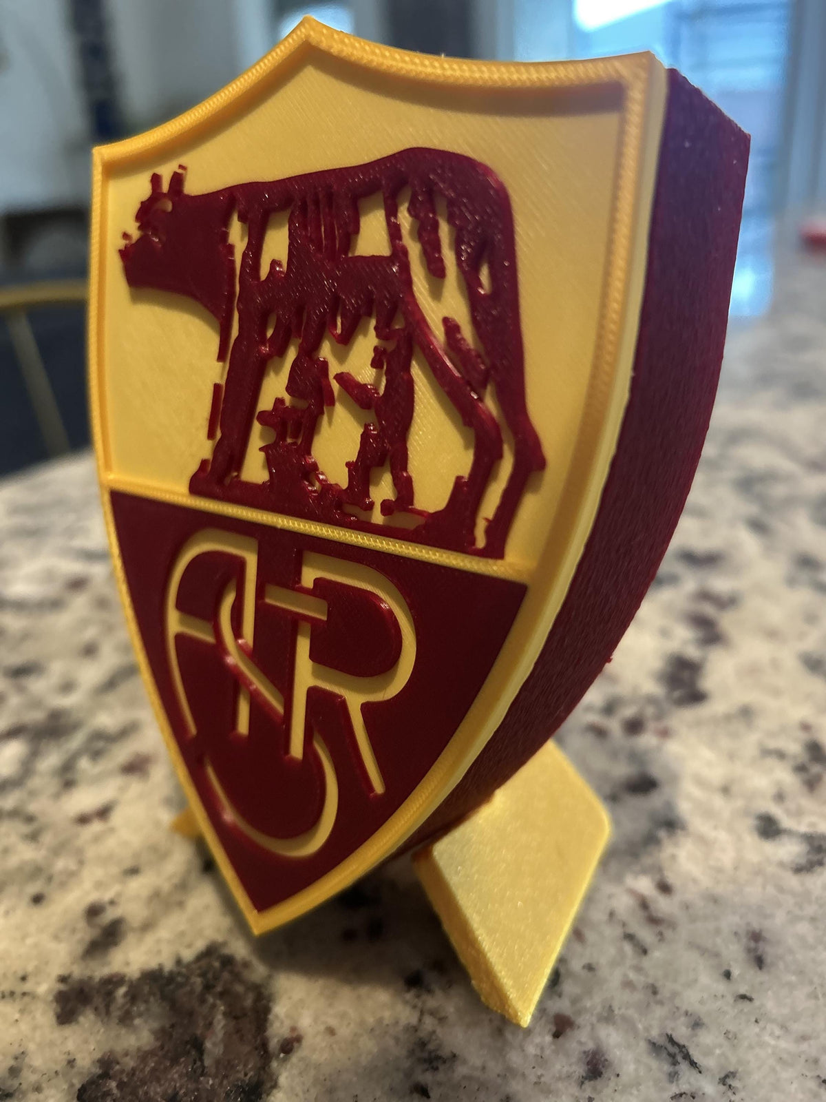 AS Roma 3D printed giallorossi crest display with stand and hidden stash boxLa Lupa Italian soccer fan gift, made in USA