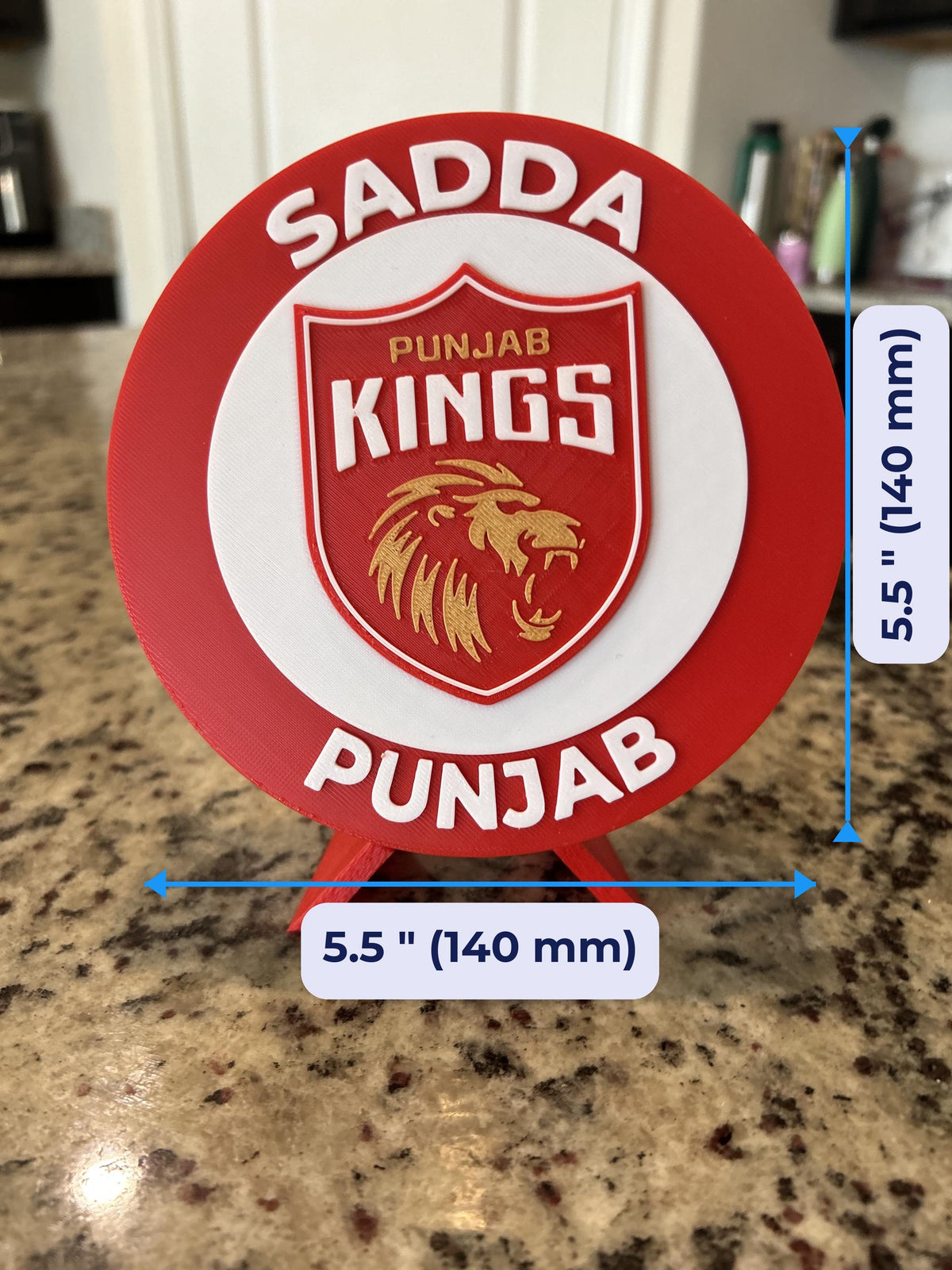 Size guide: Punjab Kings 5.5 inches (140 mm) across on the stand