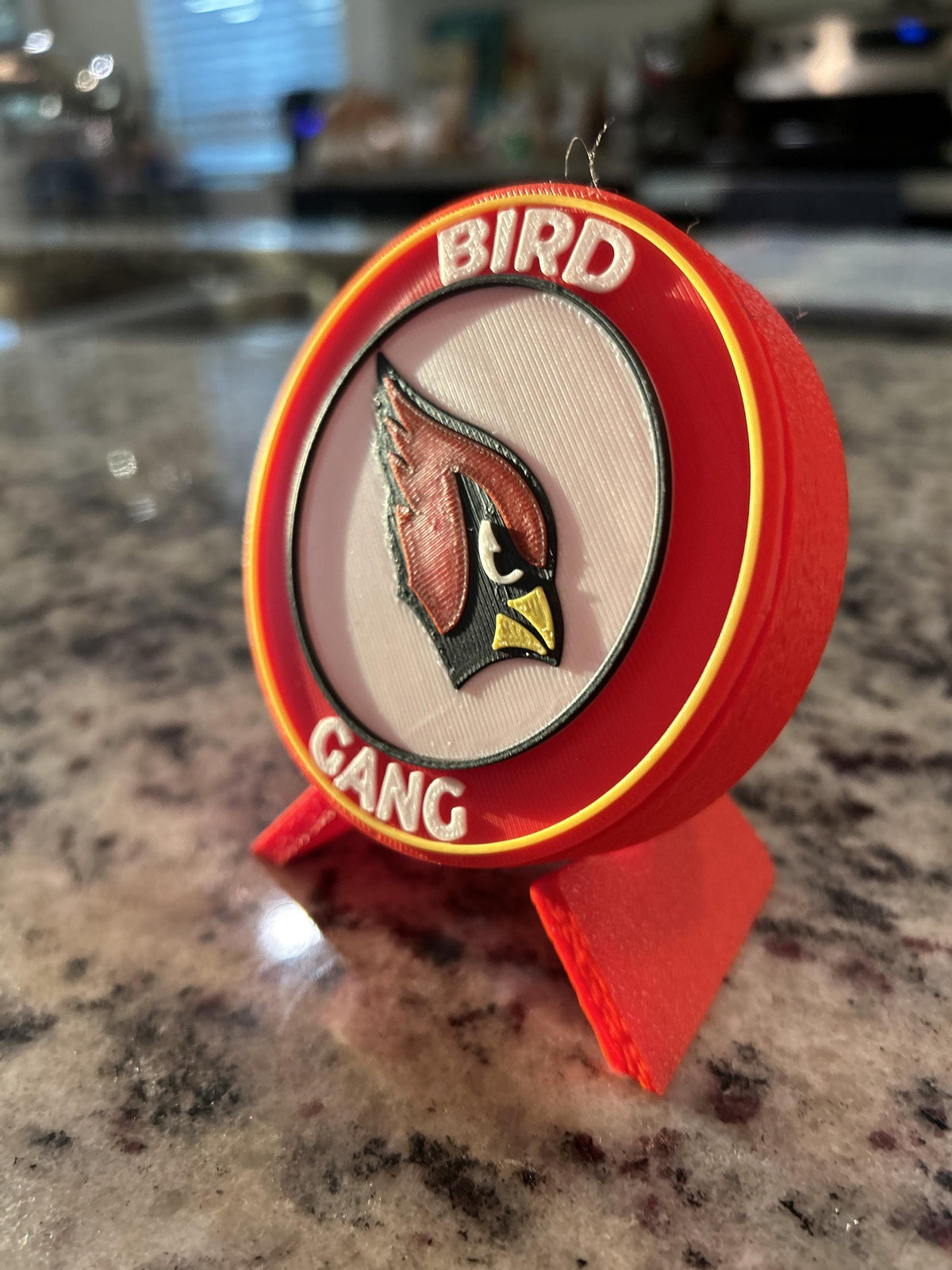 Arizona Cardinals 3D printed round display medallion with stand and hidden stash boxBird Gang NFL football fan gift, made in USA