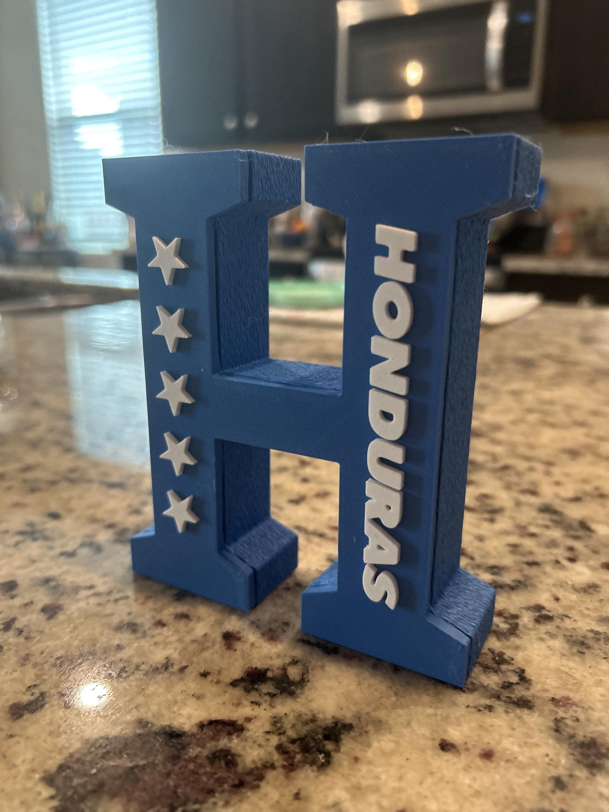 Honduras 3D printed H monogram with 5 stars that opens as a hidden stash boxCatracho national team soccer fan gift, made in USA