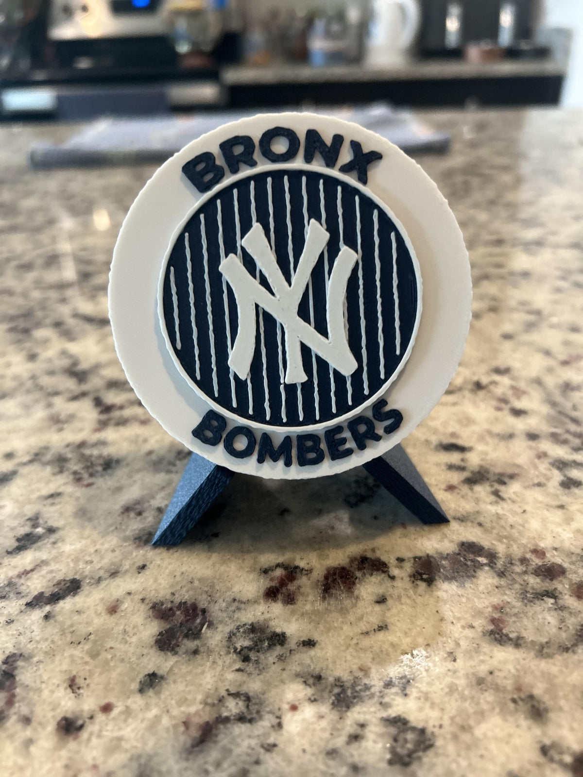 New York Yankees 3D printed round display medallion with stand and hidden stash boxBronx Bombers MLB baseball fan gift, made in USA