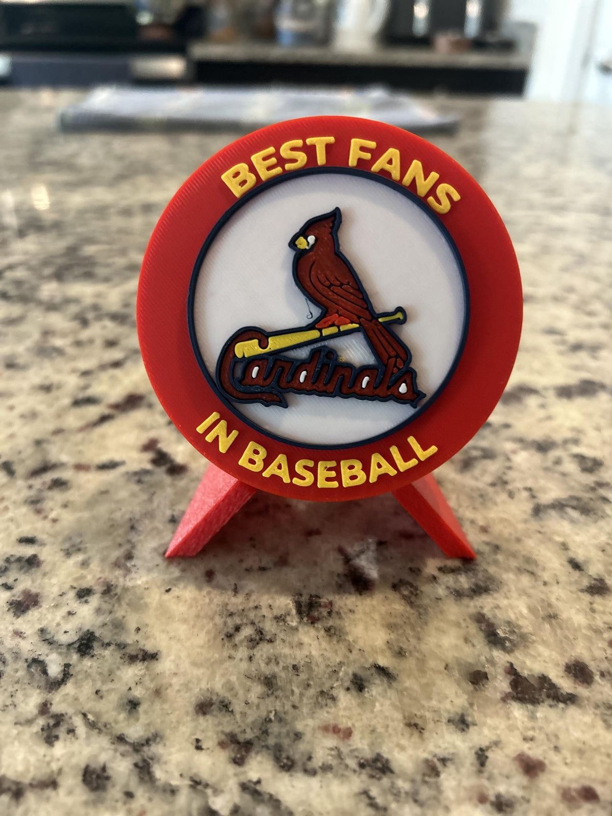 St Louis Cardinals 3D printed round display medallion with stand and hidden stash boxBest Fans in Baseball MLB fan gift, made in USA