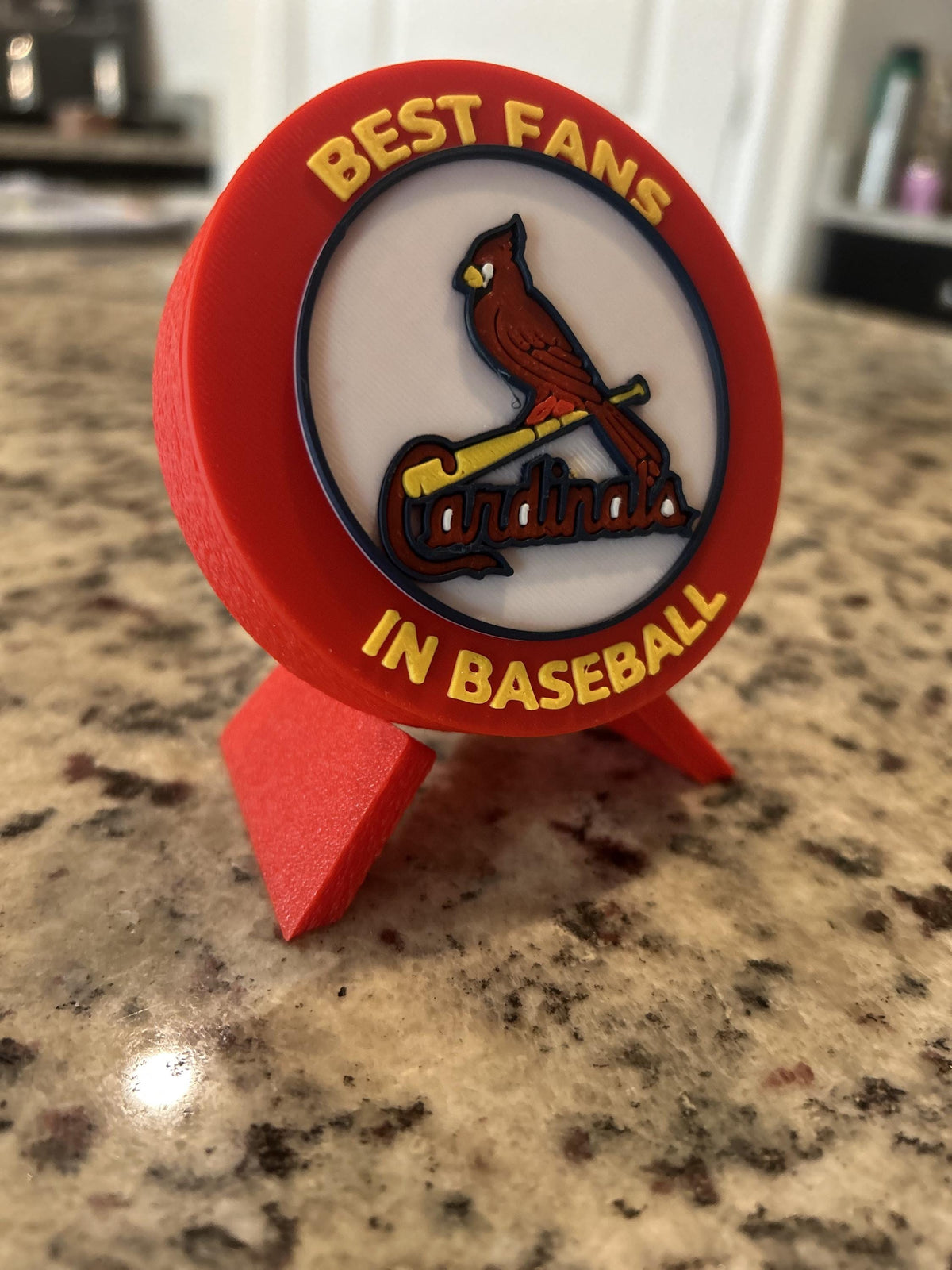St Louis Cardinals 3D printed round display medallion with stand and hidden stash boxBest Fans in Baseball MLB fan gift, made in USA