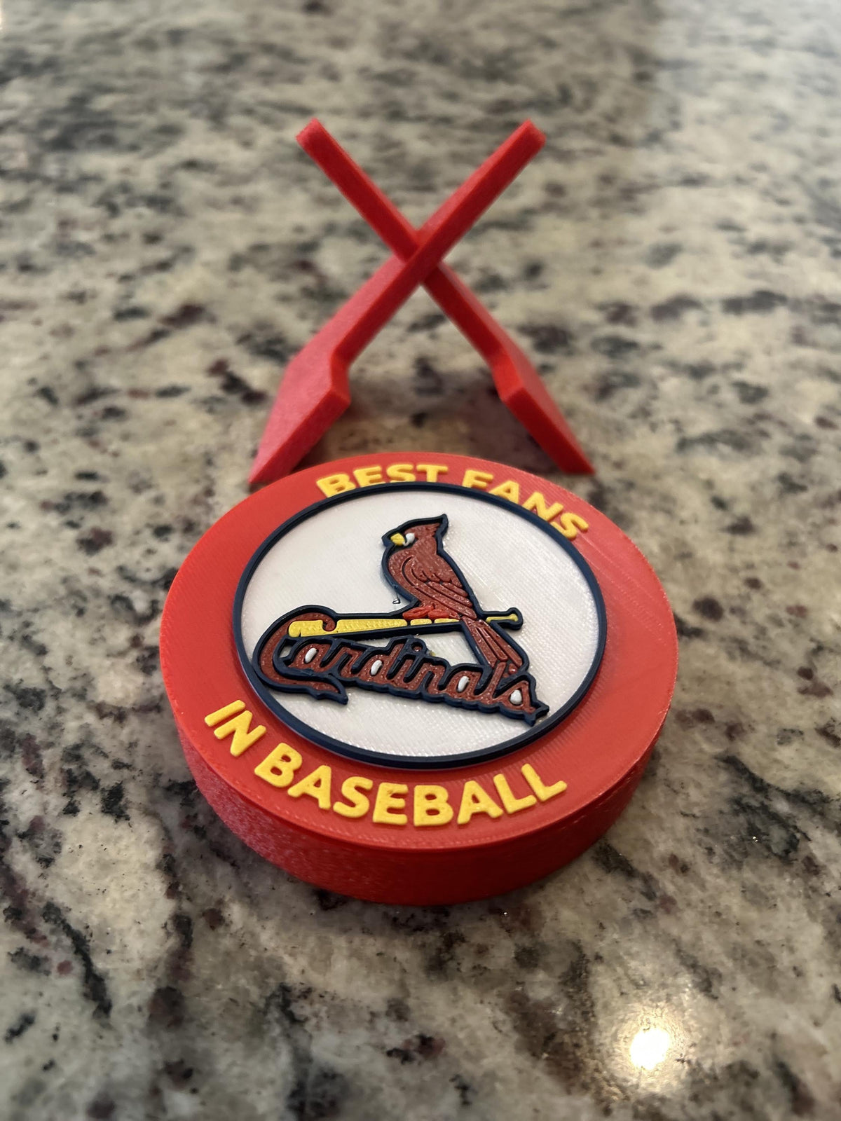 St Louis Cardinals 3D printed round display medallion with stand and hidden stash boxBest Fans in Baseball MLB fan gift, made in USA