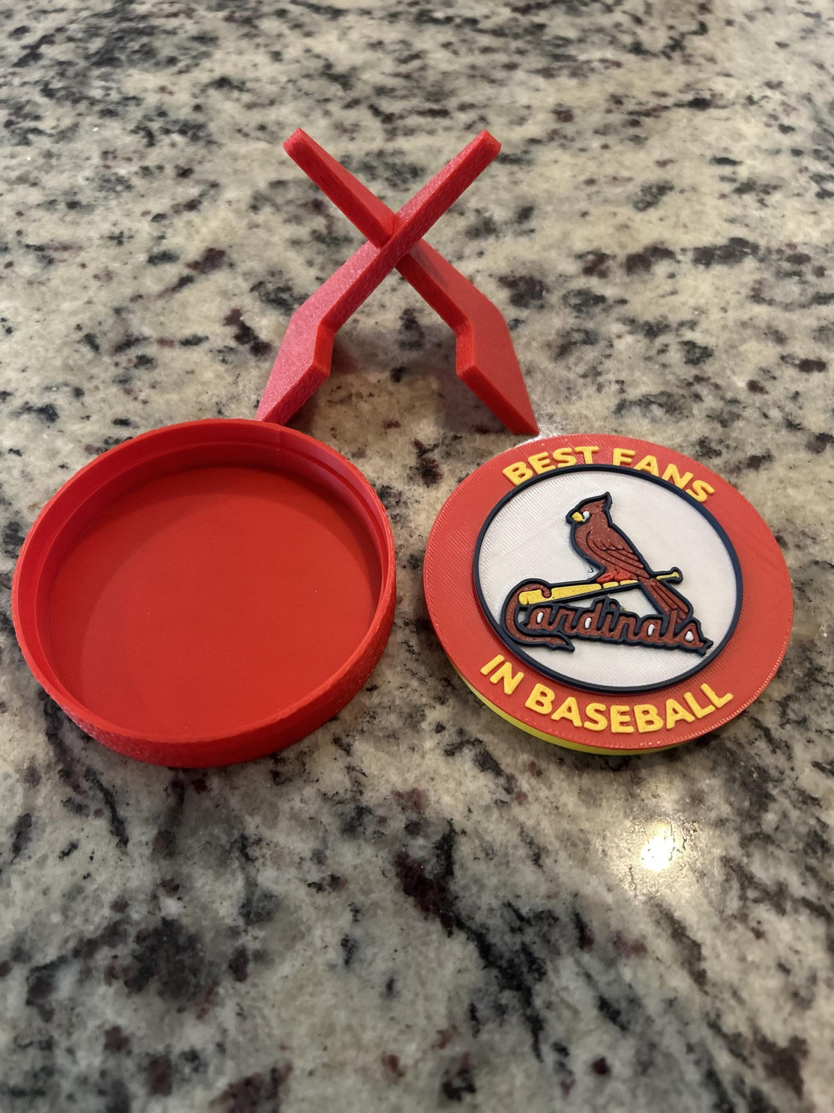 St Louis Cardinals 3D printed round display medallion with stand and hidden stash boxBest Fans in Baseball MLB fan gift, made in USA