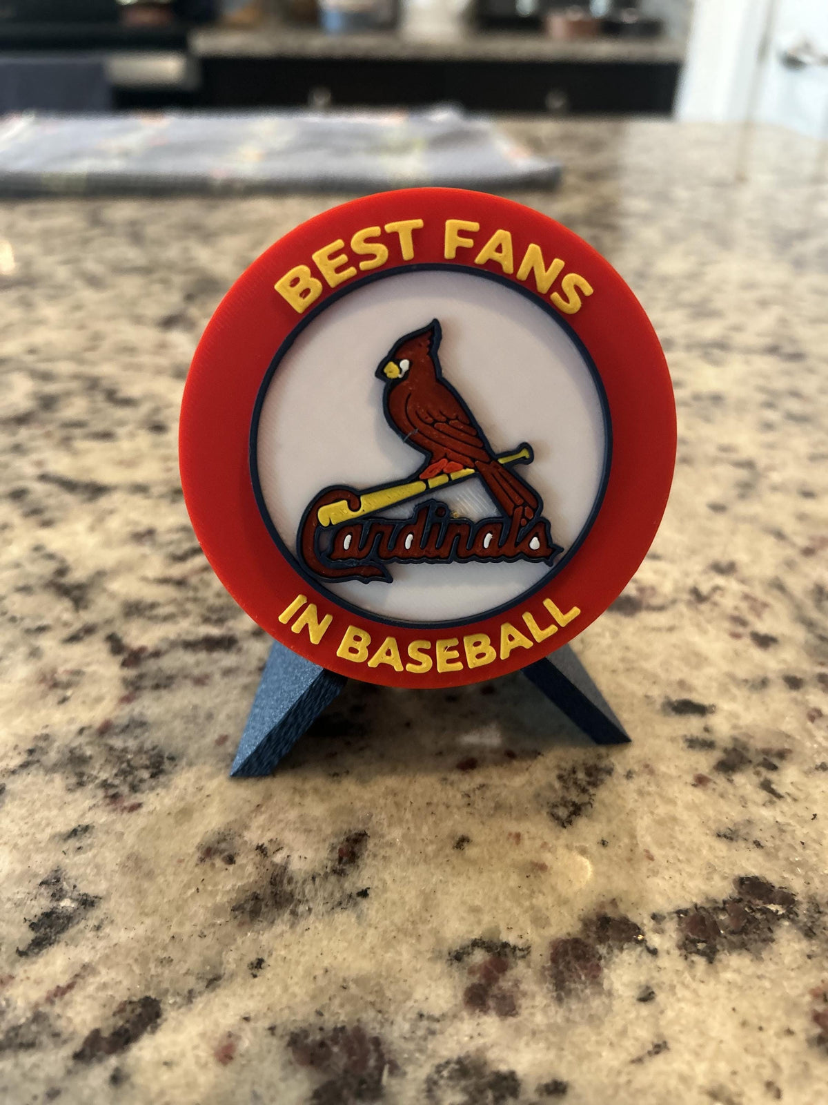 St Louis Cardinals 3D printed round display medallion with stand and hidden stash boxBest Fans in Baseball MLB fan gift, made in USA