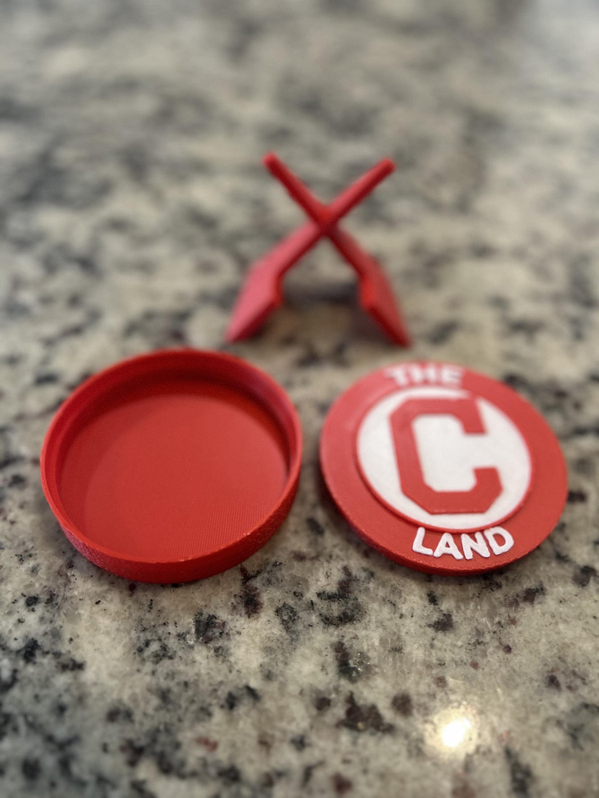 Cleveland Indians 3D printed round display medallion with stand and hidden stash boxThe Land MLB baseball fan gift, made in USA