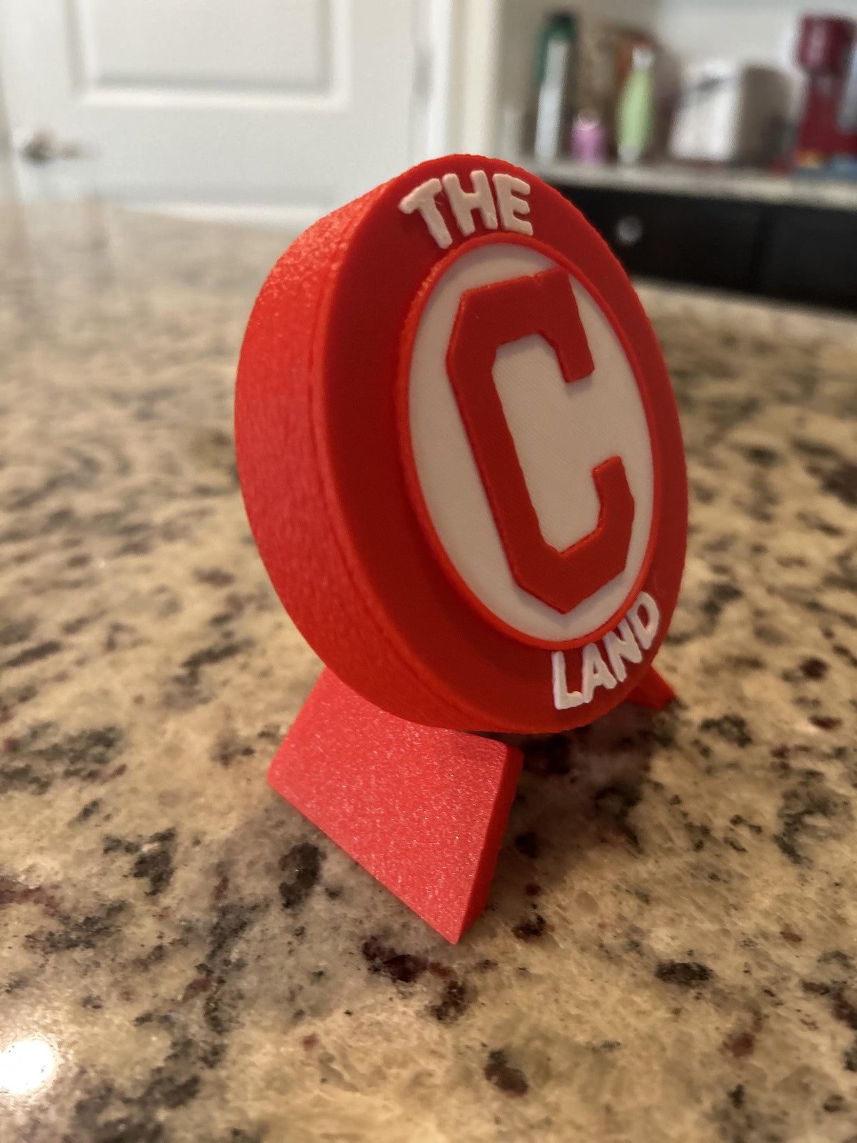 Cleveland Indians 3D printed round display medallion with stand and hidden stash boxThe Land MLB baseball fan gift, made in USA