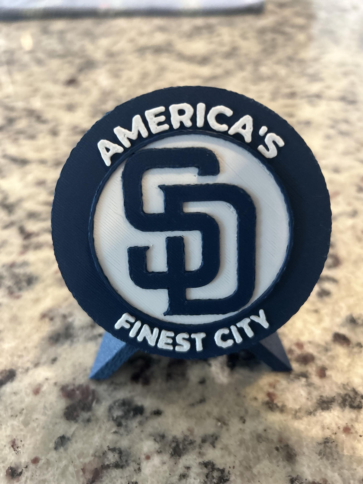 San Diego Padres 3D printed round display medallion with stand and hidden stash boxAmericas Finest City MLB fan gift, made in USA