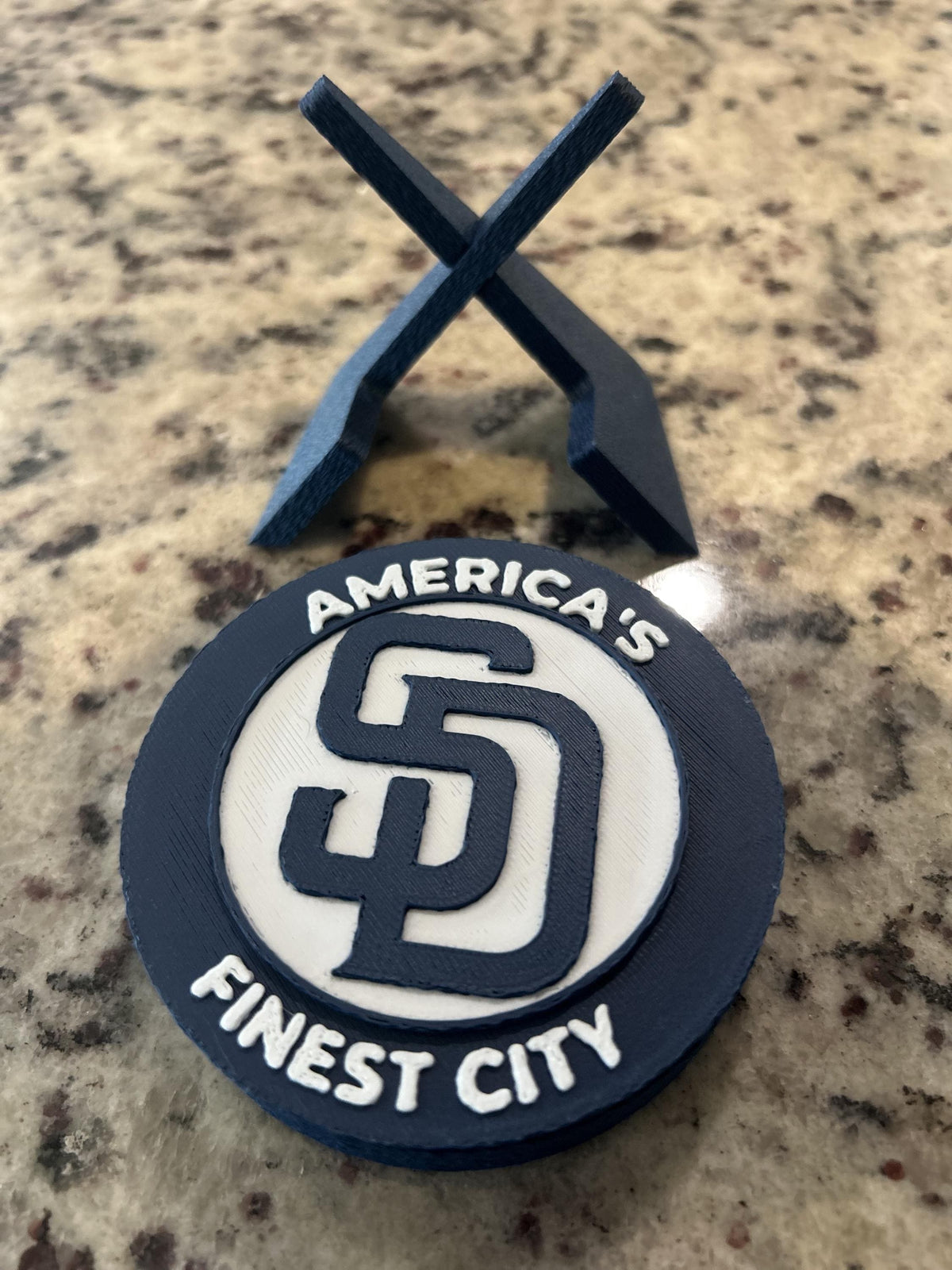 San Diego Padres 3D printed round display medallion with stand and hidden stash boxAmericas Finest City MLB fan gift, made in USA