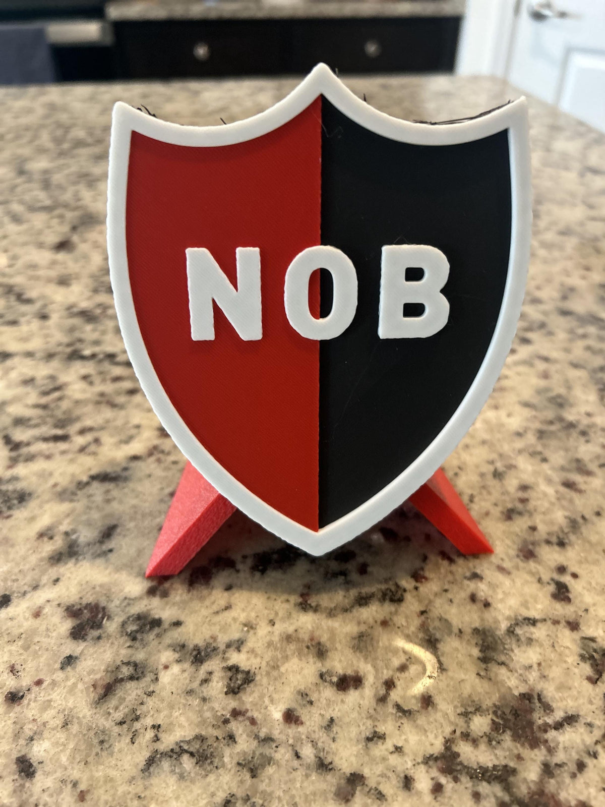 Newells Old Boys 3D printed escudo crest shield display with stand and hidden stash boxLos Leprosos soccer fan gift, made in USA