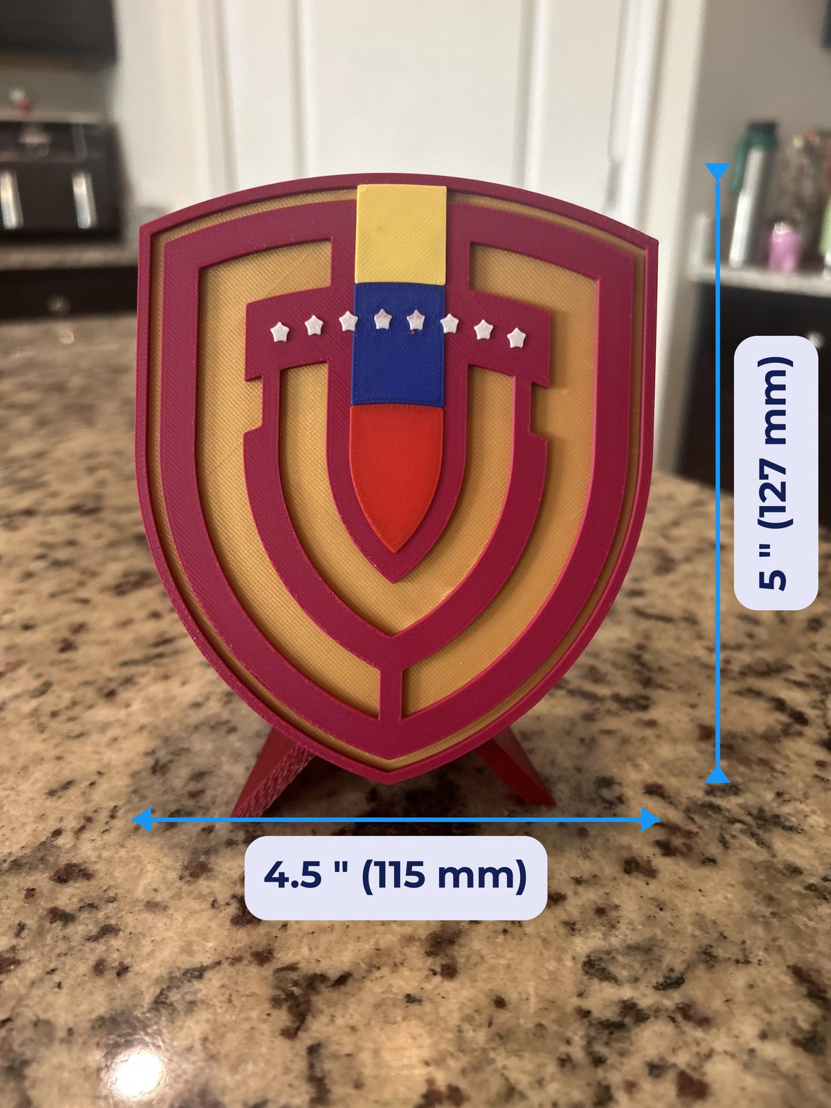 Venezuela La Vinotinto 3D printed crest display with stand and hidden stash boxVenezuelan national team soccer fan gift, made in USA