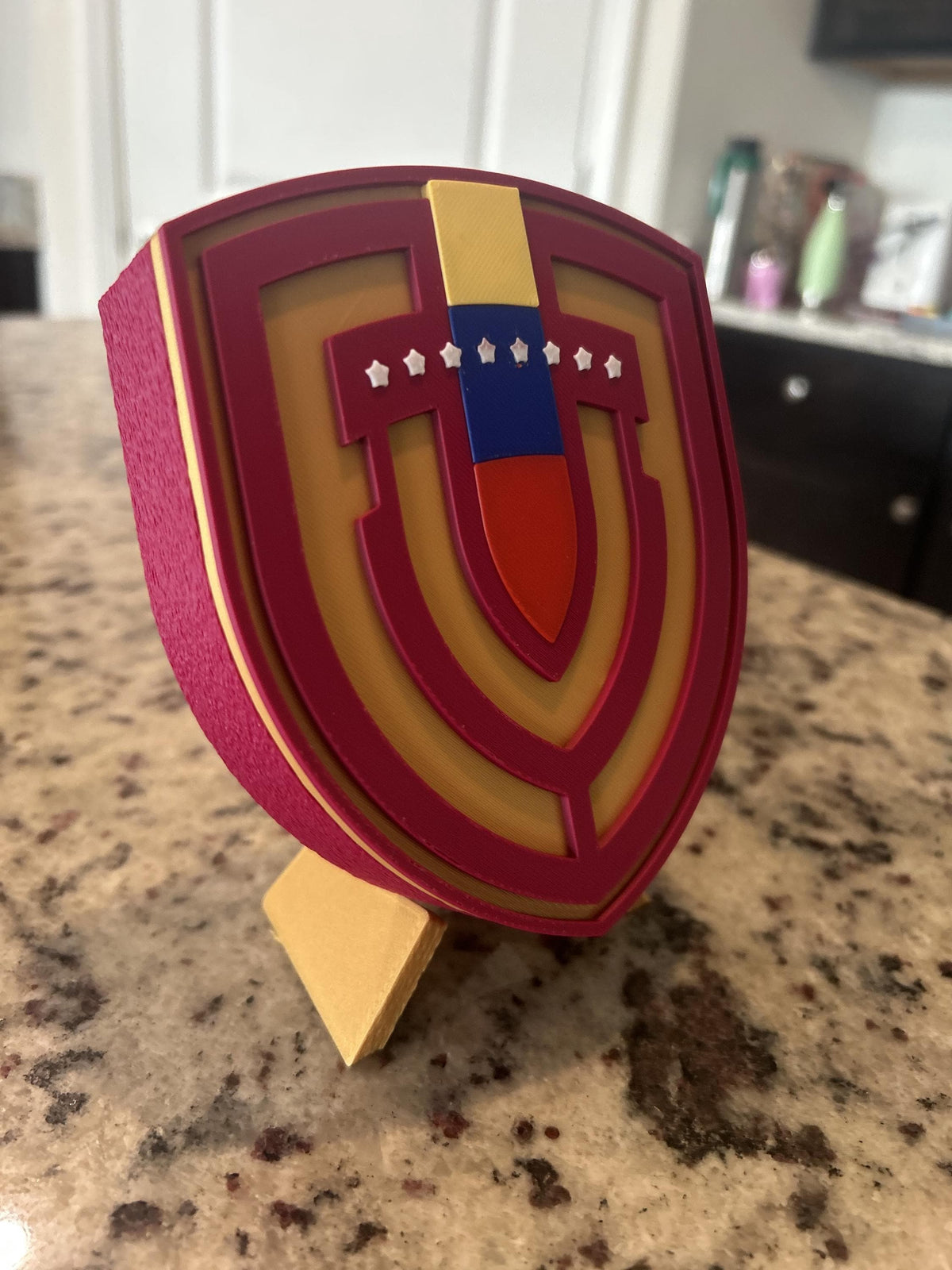 Venezuela La Vinotinto 3D printed crest display with stand and hidden stash boxVenezuelan national team soccer fan gift, made in USA