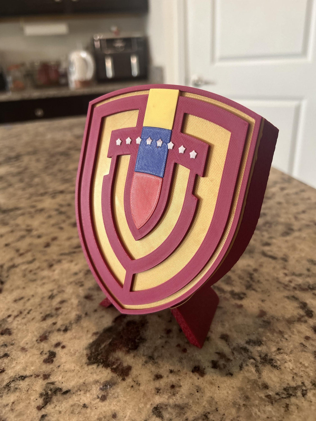 Venezuela La Vinotinto 3D printed crest display with stand and hidden stash boxVenezuelan national team soccer fan gift, made in USA